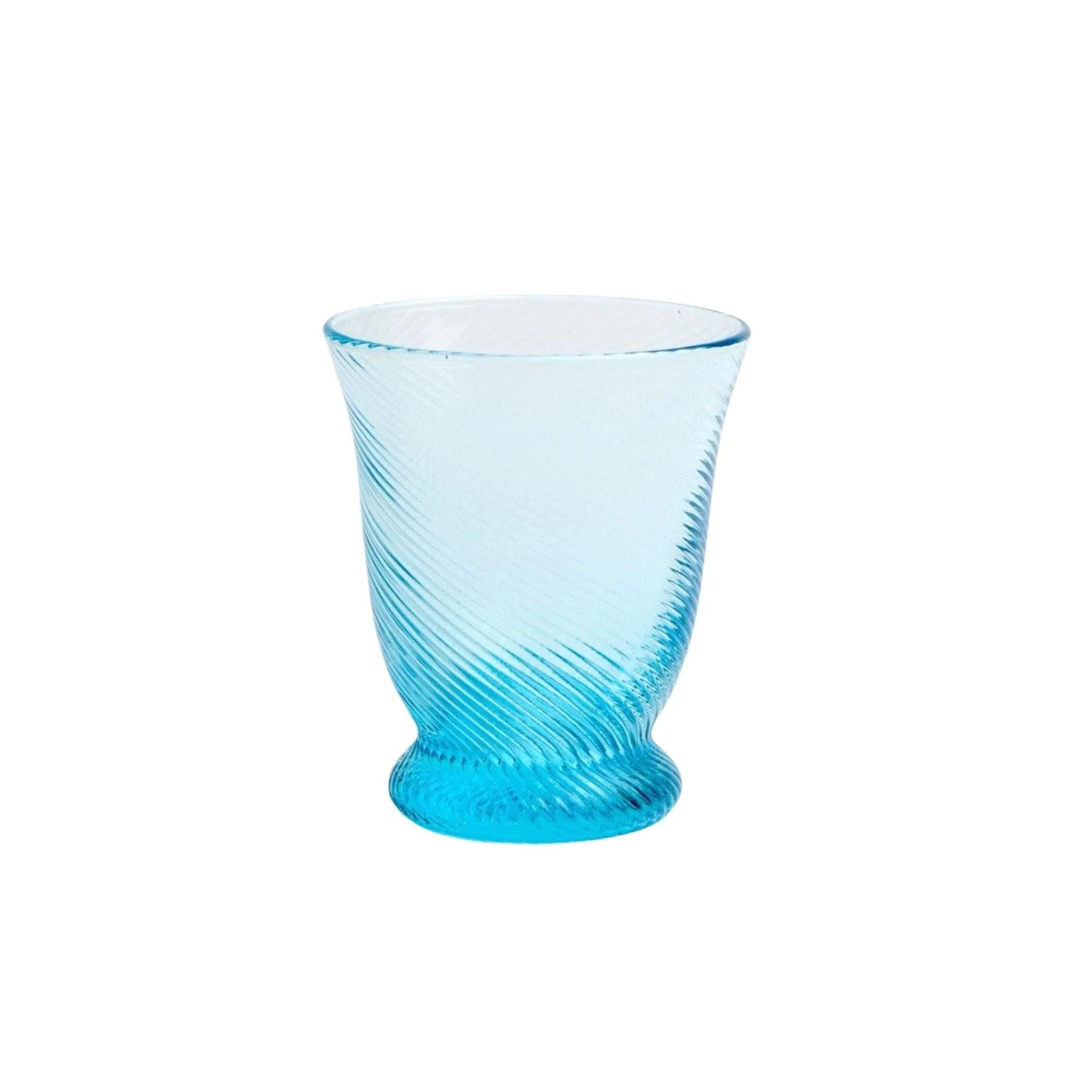 Blue Twisted Bell Shaped Blown Glass Tumbler - Handcrafted Artisan Drinking Cup for Wine, Cocktails & Tea - Perfect for Home Bar, Wedding Gifts & Party Decor