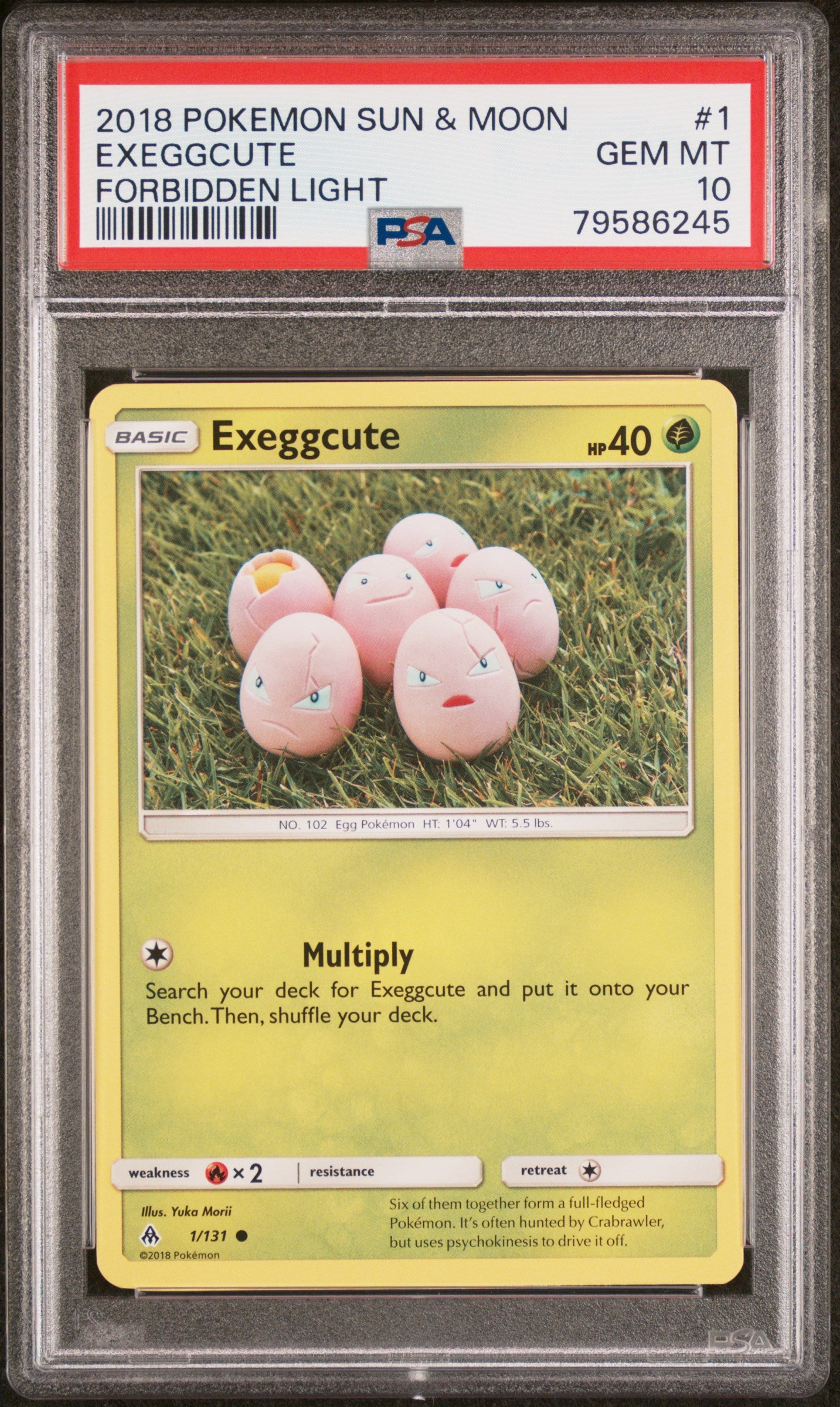 2018 Pokemon Sun & Moon Forbidden Light Exeggcute #1 PSA GEM MT 10 - Rare Collectible Trading Card for Pokemon Fans & Collectors - Perfect for Display, Gaming & Investment