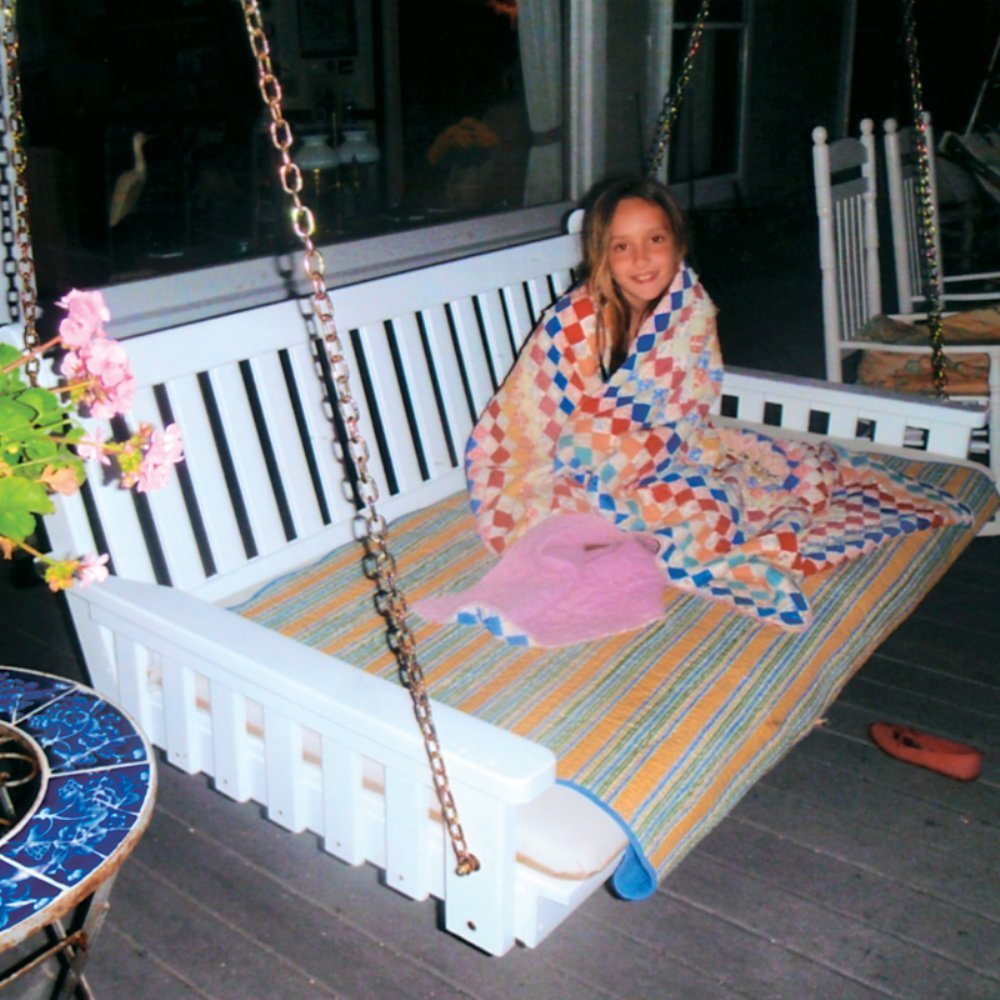 A & L Furniture 6ft Yellow Pine Traditional English Swing Bed in Black - Perfect for Porch, Garden, and Outdoor Relaxation