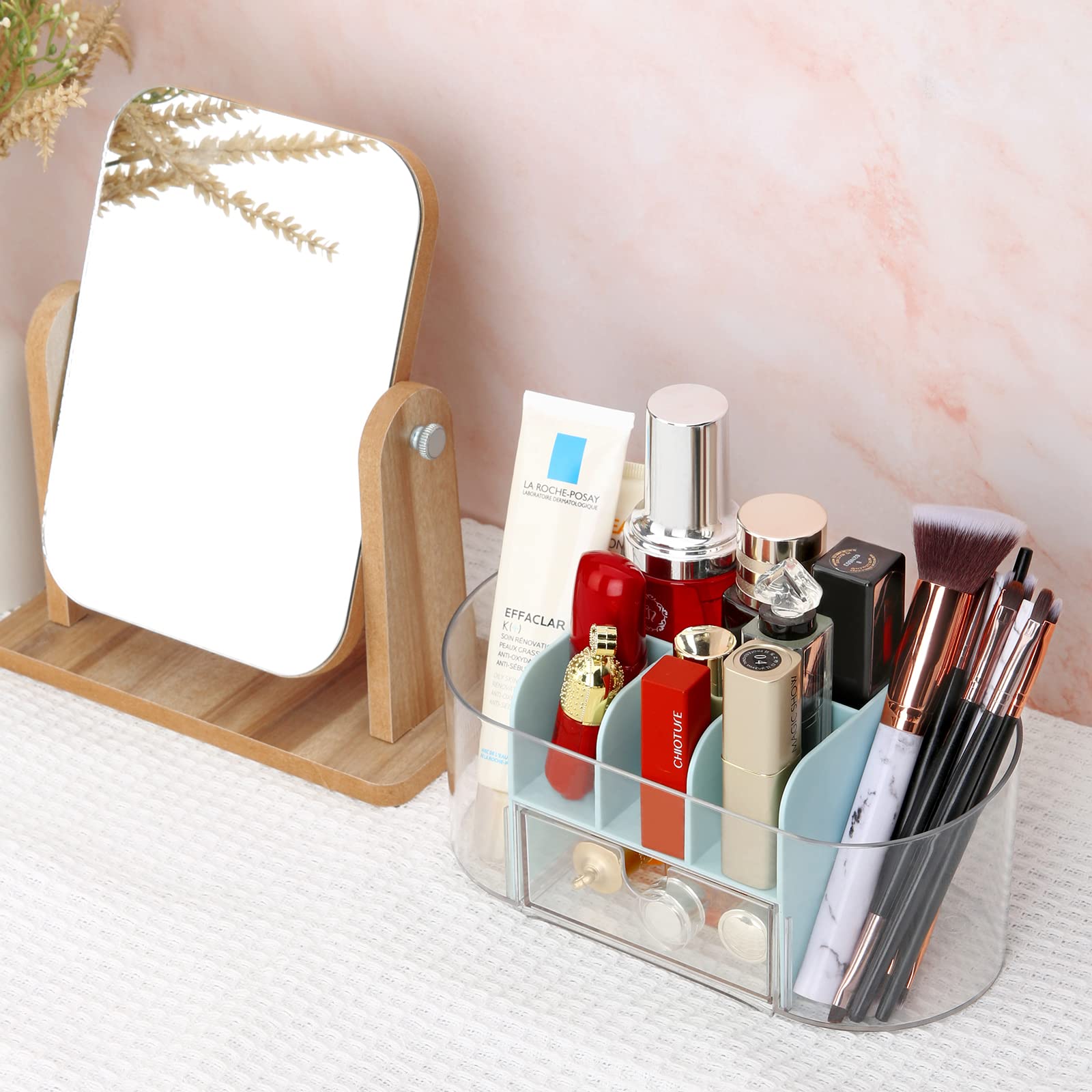 Acrylic Desk Organizer with Drawer - Pen Holder for Office, School & Dorm