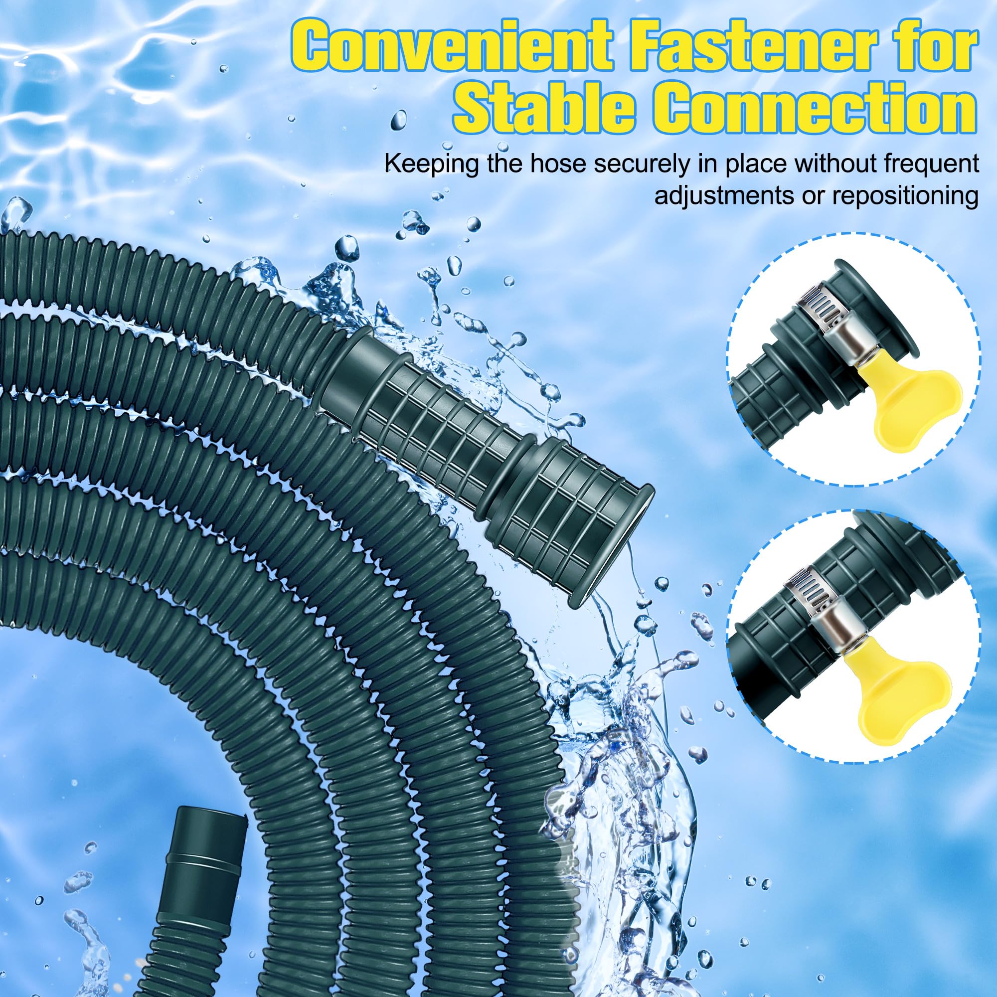 Saillong Patent Pending Universal Dehumidifier Drain Hose - 6.5ft Flexible Replacement Hose with Adjustable Rubber Adapter & Connect Clamp - Compatible with Dehumidifiers & AC Units (Green) - Perfect for Basement, Home & Office Moisture Control