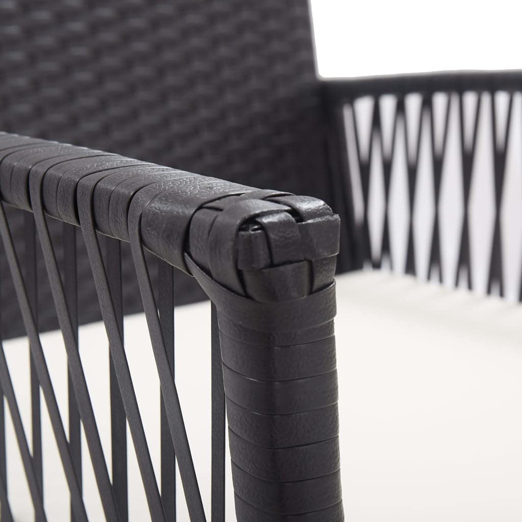 SKM 2-Piece Black Poly Rattan Patio Armchairs with Cushions - Outdoor Garden Furniture Set for Backyard, Poolside & Balcony Relaxation