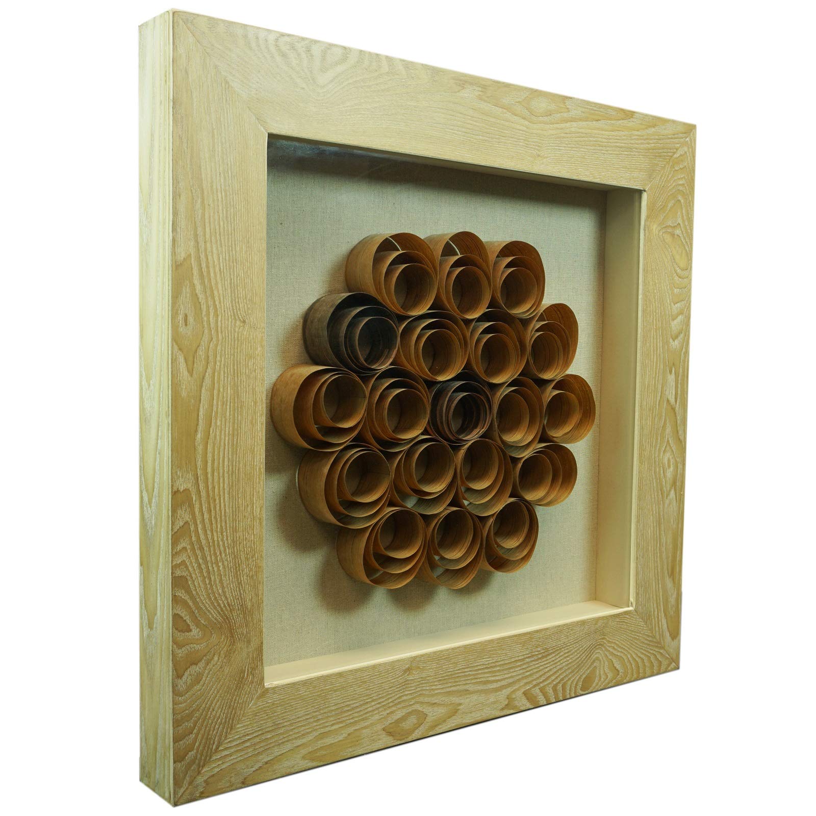 Handcrafted Wood Shavings Shadow Box Wall Art - Rustic Home Decor for Living Room, Bedroom & Office - Unique 3D Framed Wall Hanging for Modern Farmhouse Aesthetic