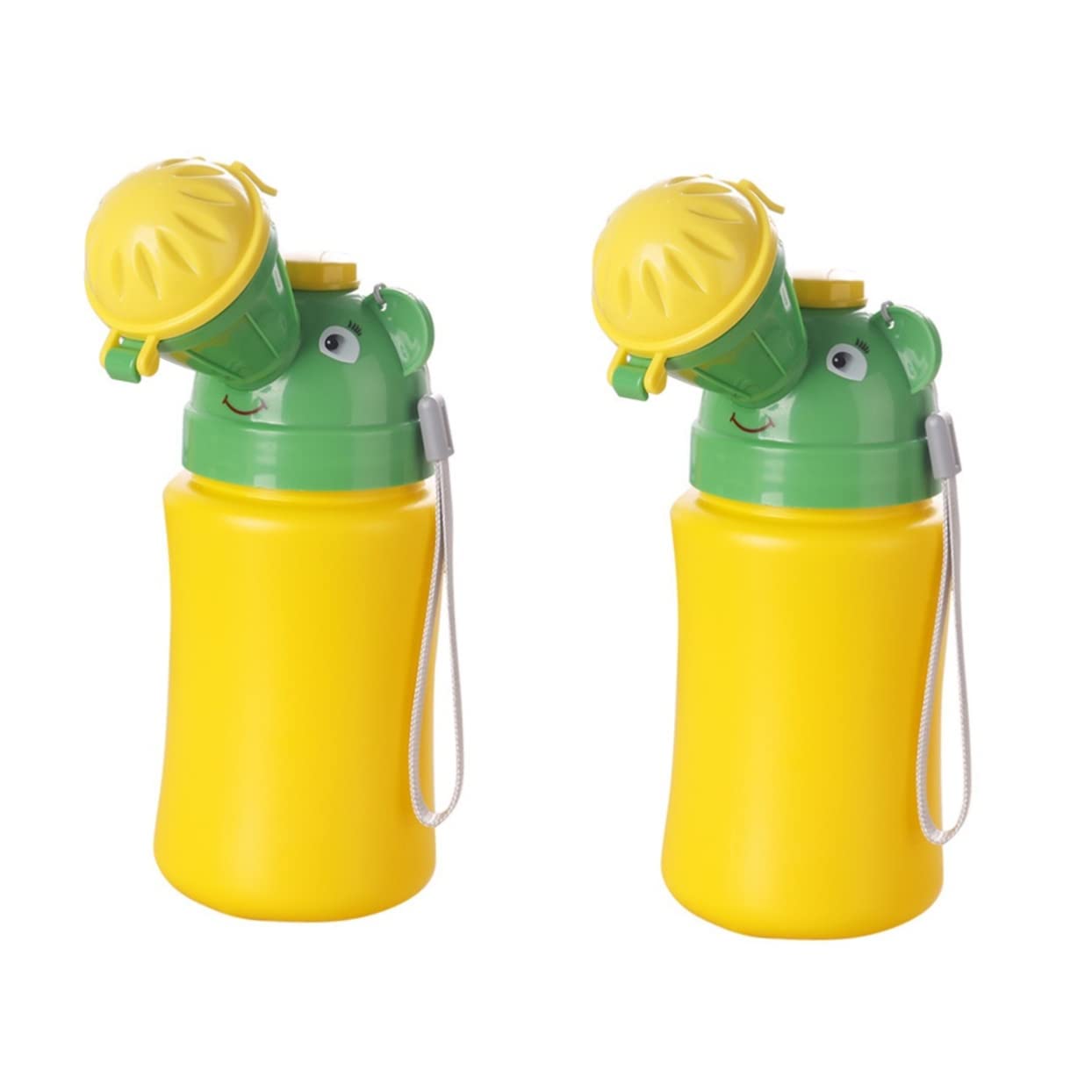 Wakauto 2-Pack Portable Urinal for Men - Leak-Proof Travel Toilet for Cars, Camping & Emergencies - Yellow PP Plastic Potty Training Solution