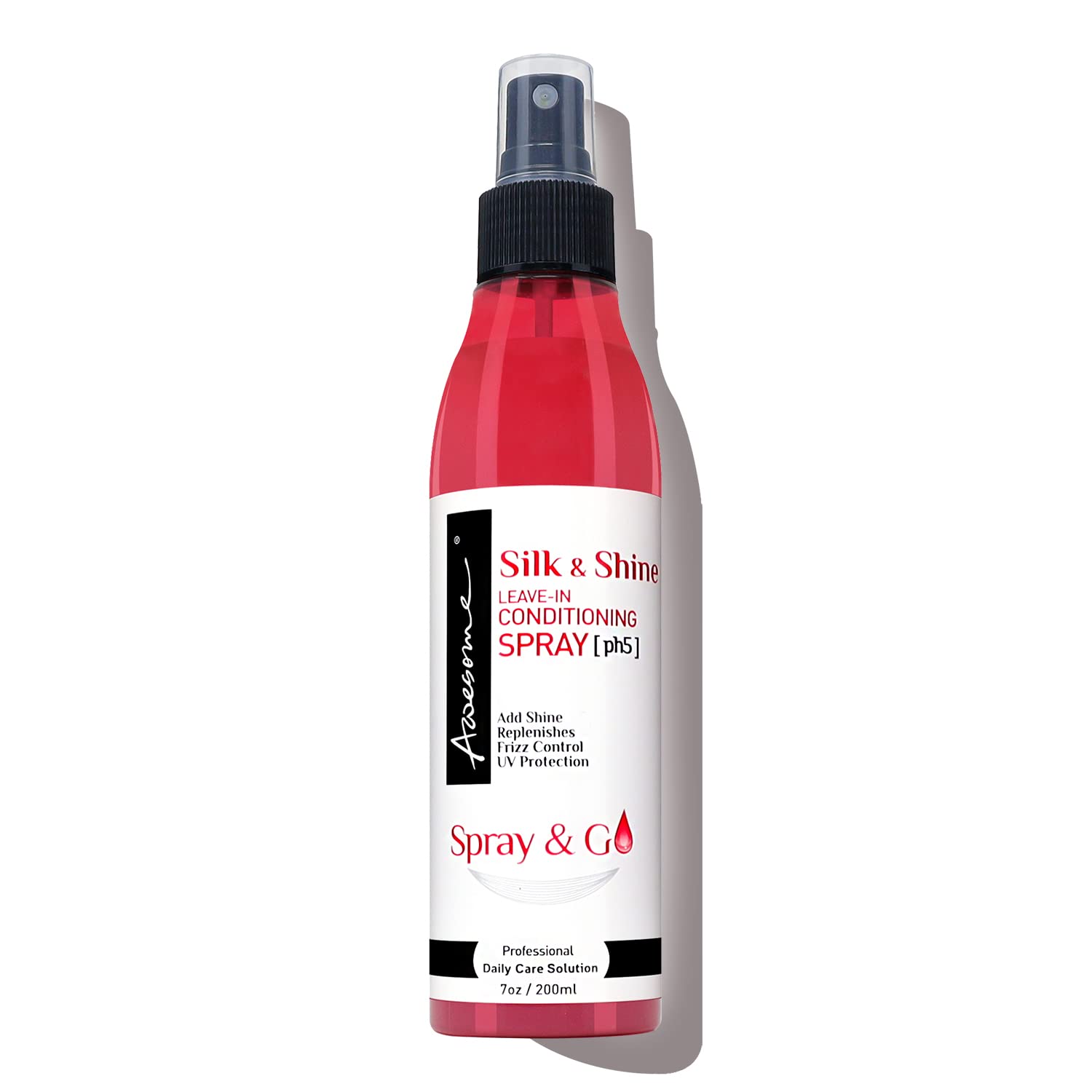 Silk & Shine Leave-In Conditioner Spray - pH Balanced 5.0 for Hair Detangling & Moisture, Anti-Frizz Treatment with UV Protection & Long-Lasting Fresh Scent (7 fl oz) - Perfect for Damaged, Dry Hair & Heat Styling Protection