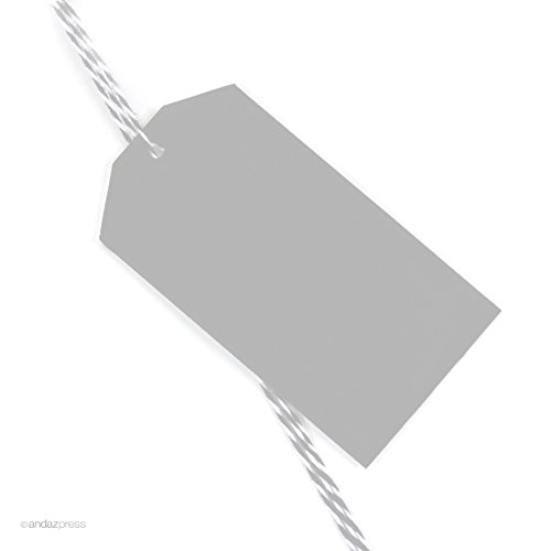 Andaz Press Classic Blank Gift Tags - Solid Gray - 12 Pack - Perfect for Birthday, Wedding & Holiday Gift Wrapping