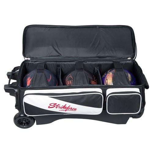 KR Strikeforce Fast Triple Roller Bowling Bag - Black/White - Durable & Lightweight for Tournaments & League Play
