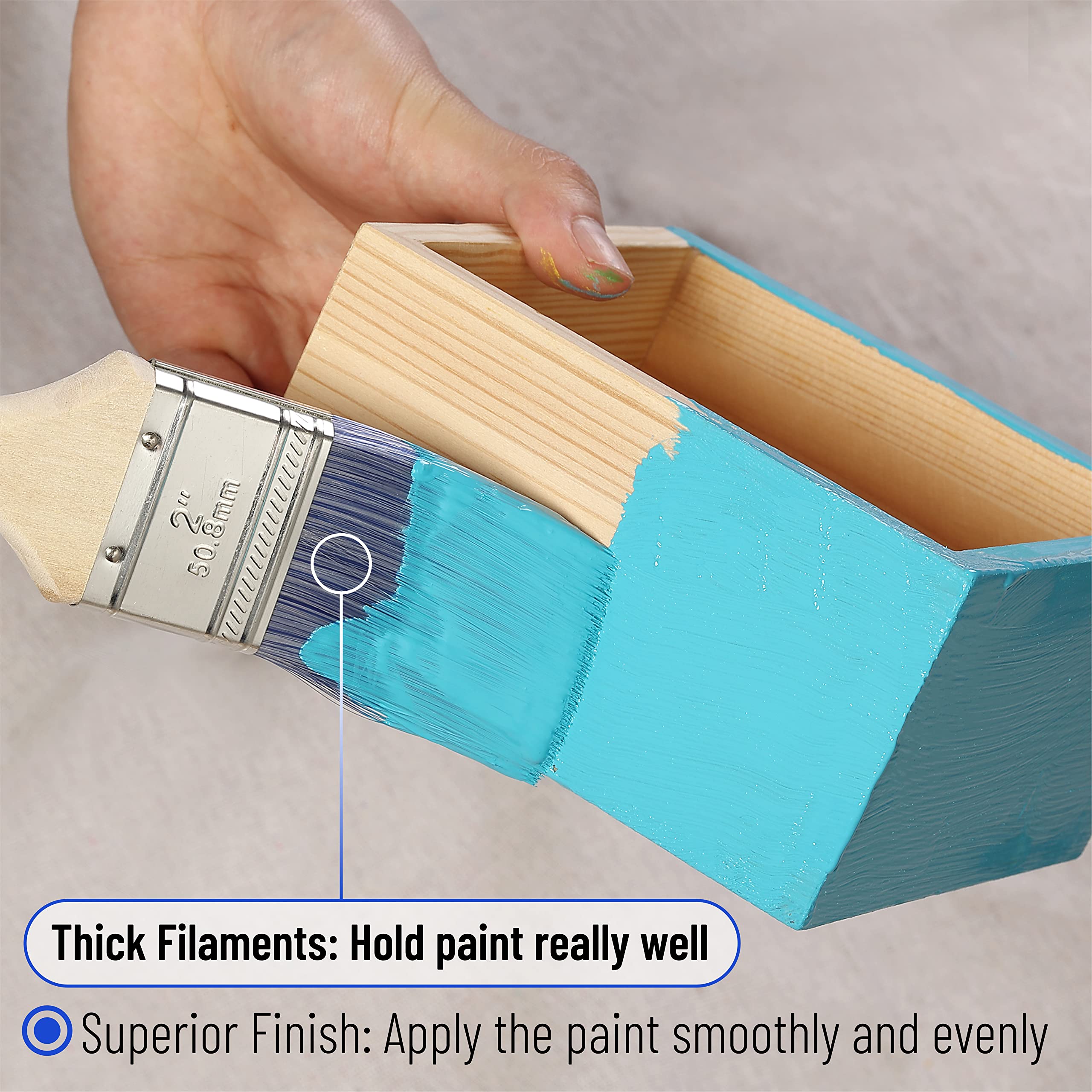 Bates Paint Brushes 4-Pack - Professional Wood Handle Paint Brush Set for Walls, Trim & Sash | Perfect for Home Painting, DIY Projects & Professional Use