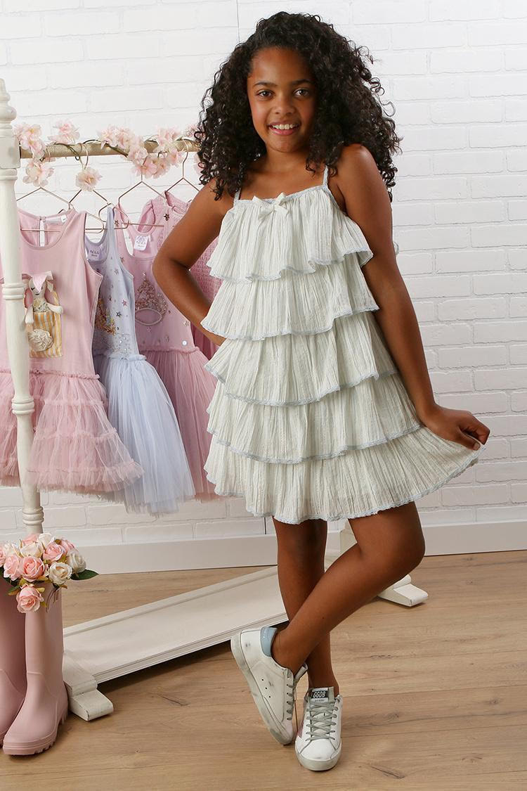 Isla Stripe Ruffle Dress for Women - Summer Floral Print A-Line Sundress, Beach Vacation & Party Wear