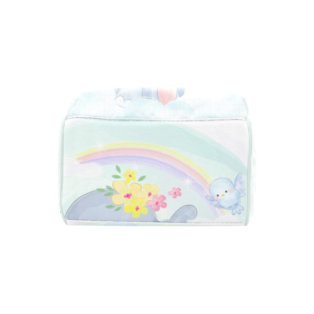 Custom Personalized Name Diaper Bag - Waterproof Nursing Tote & Mummy Backpack for Travel, Outdoor (Elephant Clouds Rainbow Design) | Perfect Baby Shower Gift & Mom Essentials for Park Outings, Shopping Trips