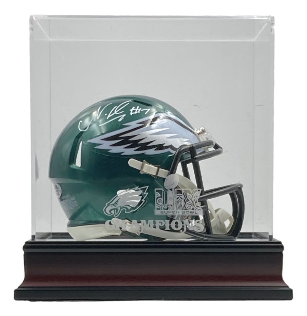 Nakobe Dean Signed Philadelphia Eagles Mini Speed Helmet with PSA/DNA Certification & Super Bowl 59 LIX Display Case - Perfect for NFL Collectors, Eagles Fans, and Sports Memorabilia Enthusiasts