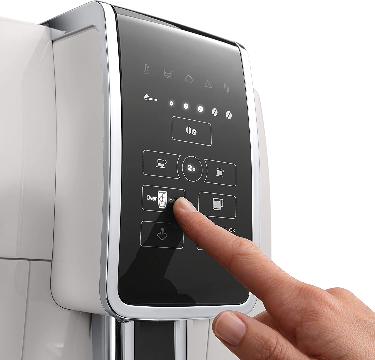De'Longhi Dinamica Fully Automatic Coffee & Espresso Machine with Iced Coffee Function & Manual Milk Frother - White | Perfect for Home, Office & Entertaining Guests