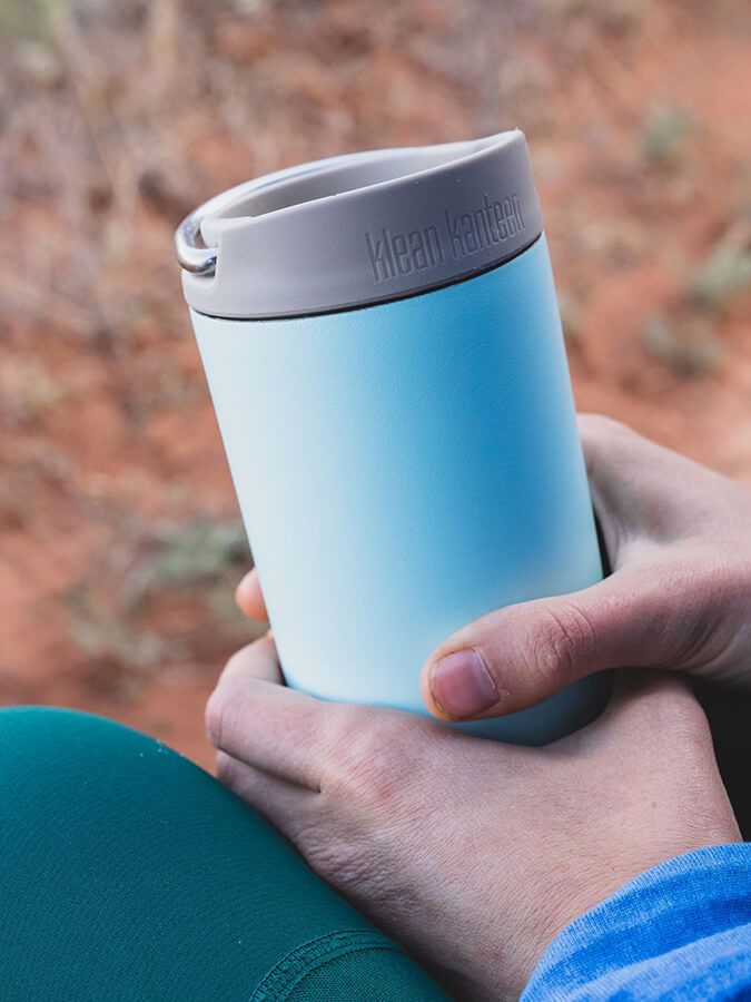Klean Kanteen TKWide Insulated Stainless Steel Coffee Bottle with Café Cap - Perfect for Travel, Hiking & Office Use