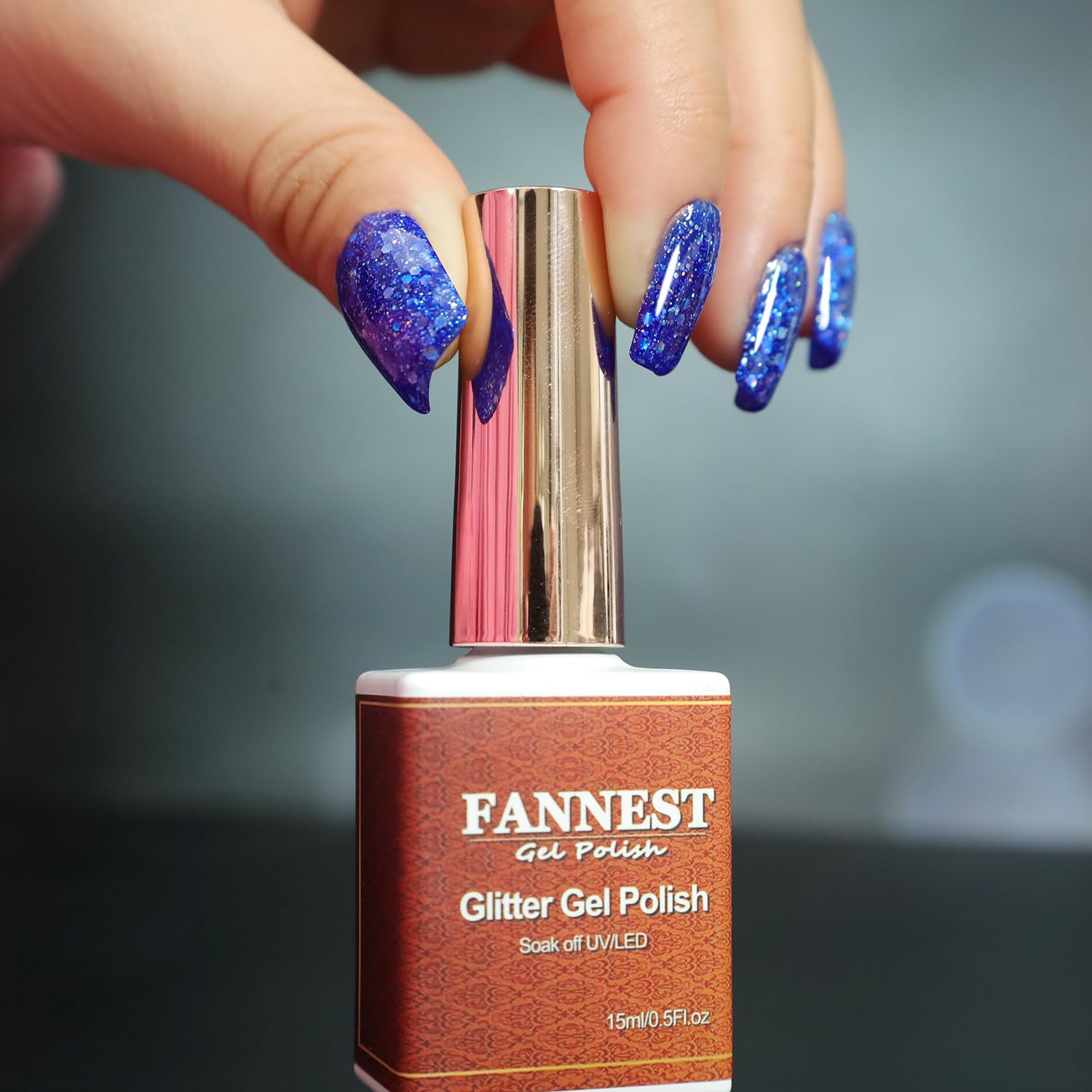Blue Diamond Glitter Gel Nail Polish - Holographic Soak Off UV/LED Gel for Trendy Summer Nail Art | DIY Manicure Kit for Women & Girls | Perfect for Parties, Weddings & Special Occasions