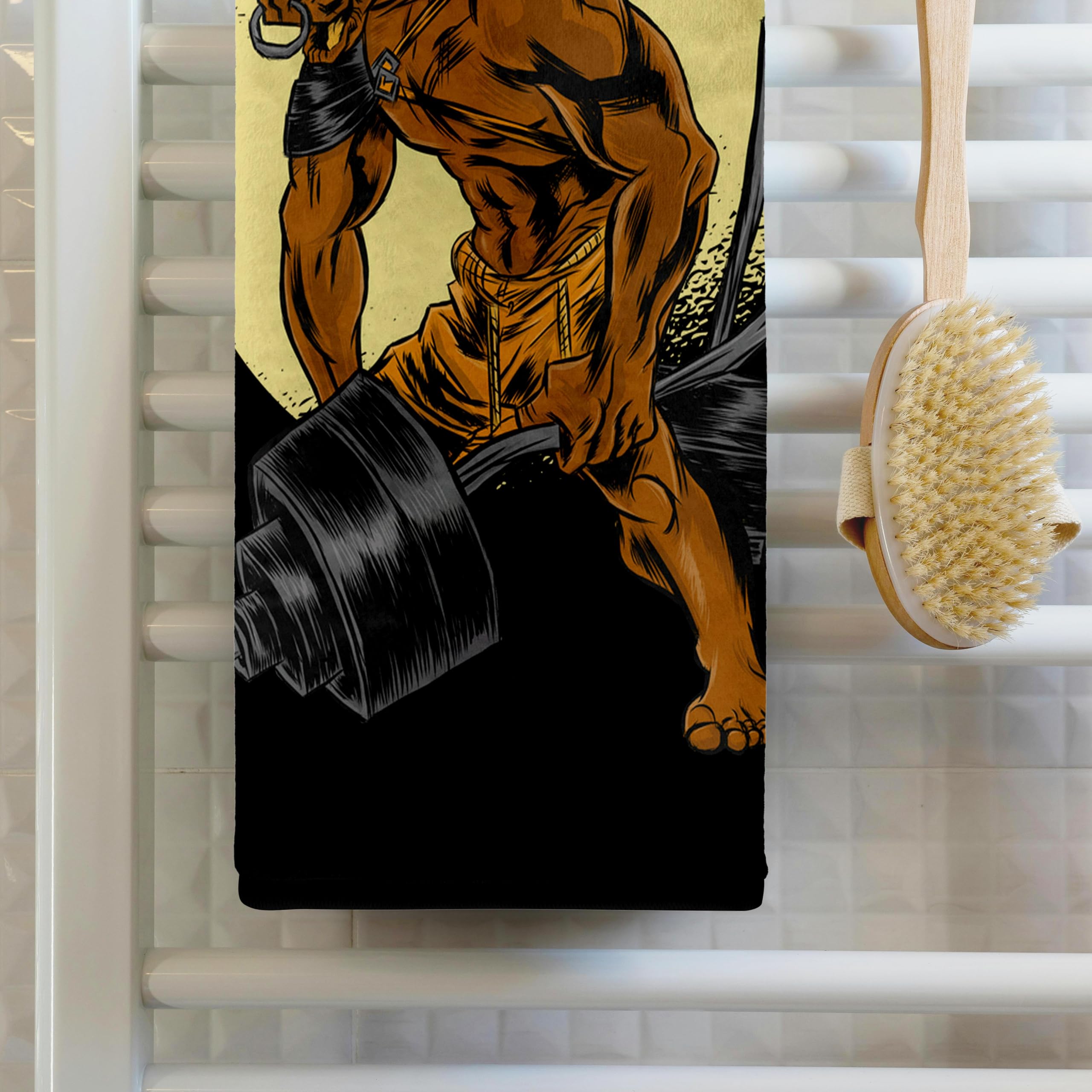 3dRose Sven Herkenrath Animal Monster Gym Weightlifting Sports Towel - Funny Workout & Fitness Gym Towel for Men, Women - Perfect for Gym, Home Workouts & Sports Enthusiasts
