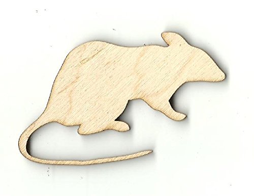 Laser Cut Unfinished Wood Rat Shape - DIY Craft Supplies for Home Decor, Scrapbooking & Wood Burning Projects (RDT9) - Perfect for Halloween Decorations, Chinese Zodiac Crafts & Wall Art