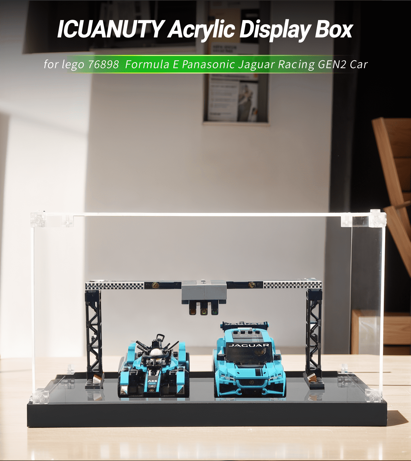 LEGO Speed Champions 76898 Display Case - Premium Acrylic Showcase for Car Models | Perfect for Collectors & Home Office Decor