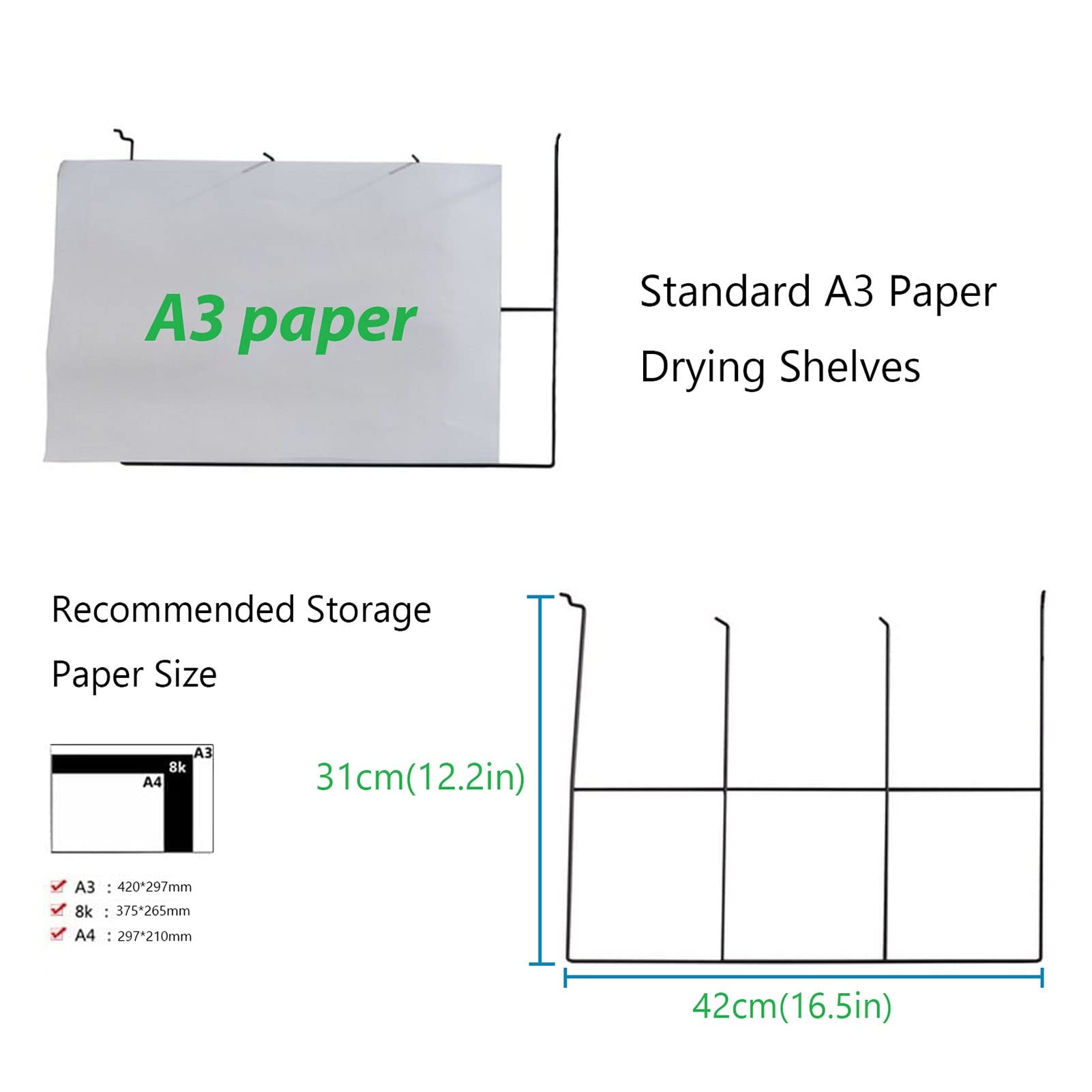 Mobile Art Drying Rack - 50 Shelves, 4 Wheels, Black Metal Steel Double-Sided A3 Paper Painting Drying Rack for Artwork, Classroom, Studio & Home | Perfect for Drying Paintings, Drawings & Crafts
