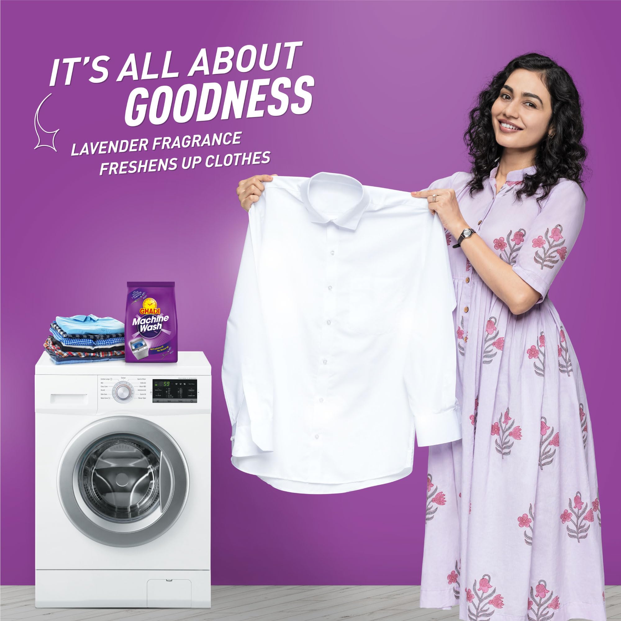 Ghadi Detergent Powder 1KG - Machine Wash Laundry Soap for Stains & Odor Removal - Ideal for Home, Laundromat & Travel Use