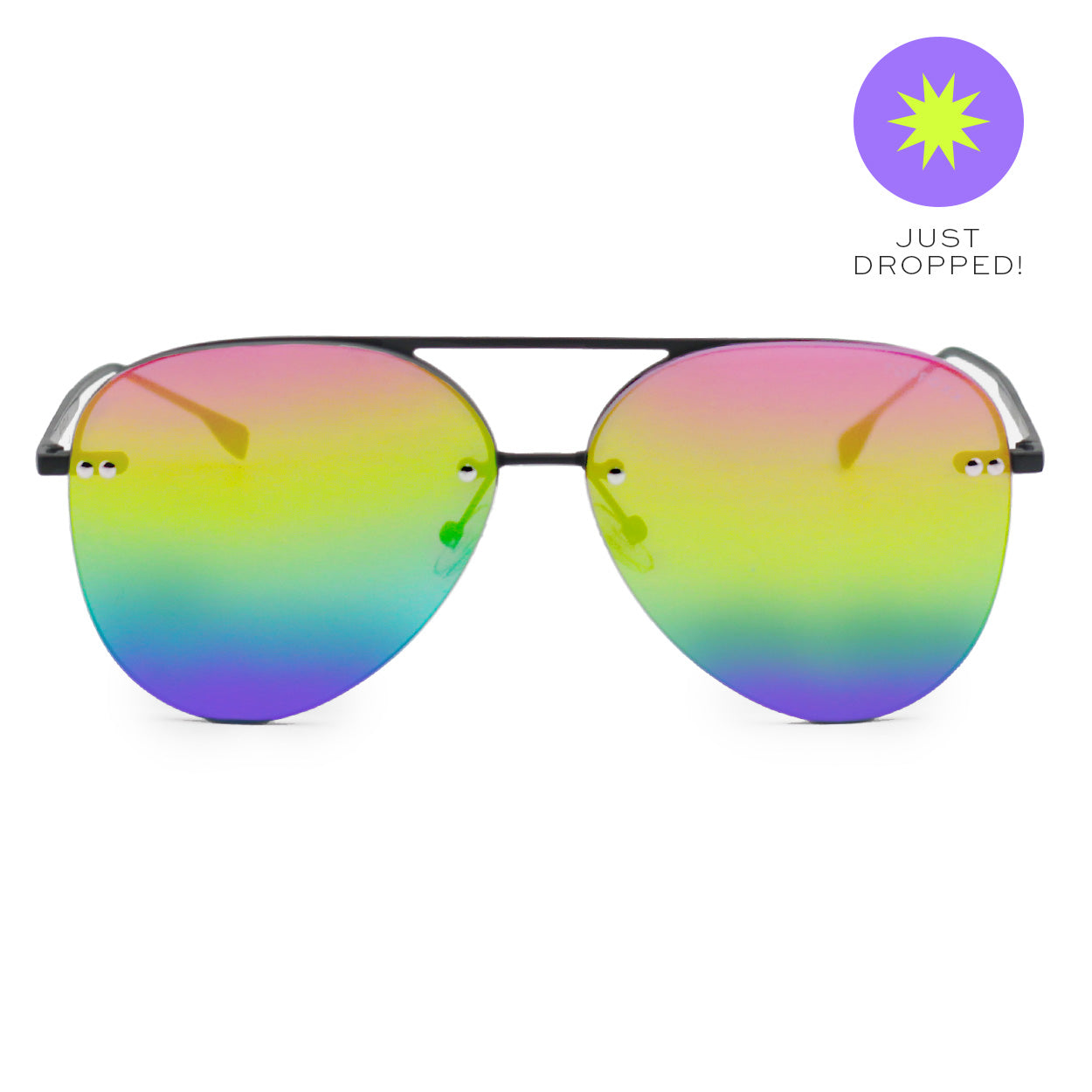 Smaller Megan 2 Pride Aviator Sunglasses - UV Protection Polarized Retro Style for Men & Women - Perfect for Driving, Beach, and Outdoor Activities