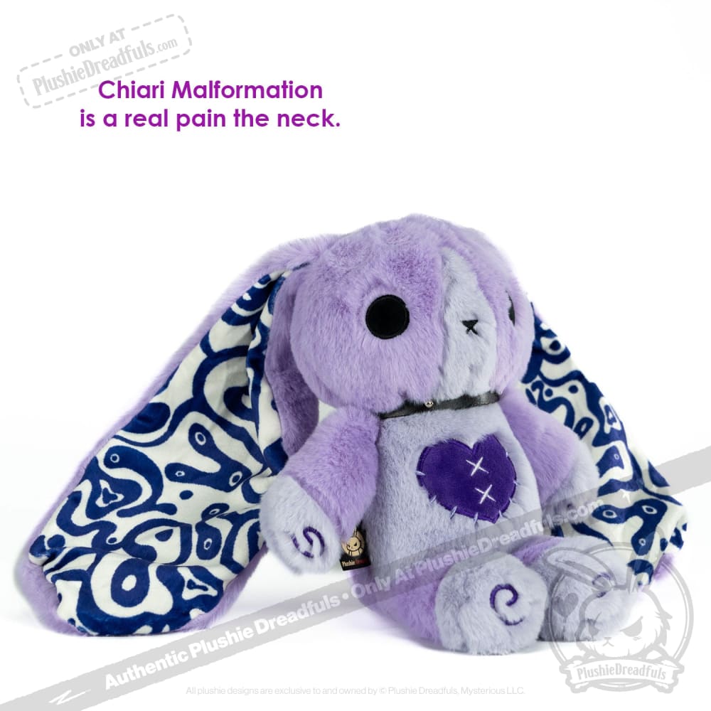 Plushie Dreadfuls Chiari Malformation Bunny - Soft Stuffed Animal Toy for Awareness & Comfort | Gift for Medical Warriors & Support Groups