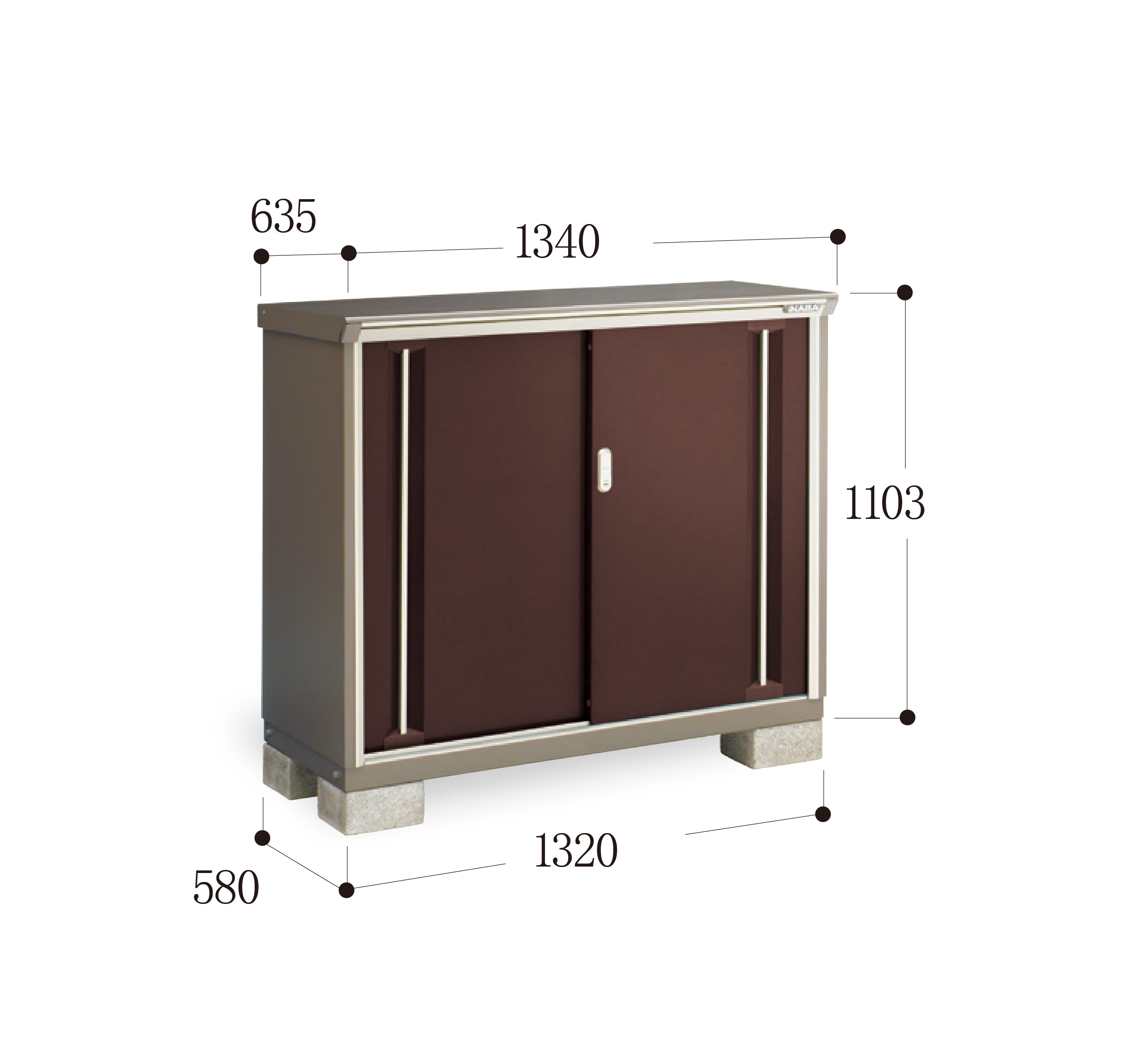 Pre-Order Inaba Outdoor Storage Cabinet KMW 136B (W1340xD635xH1103mm) 0.939m³ - Weatherproof Garage & Garden Storage Solution for Tools, Equipment & Outdoor Essentials