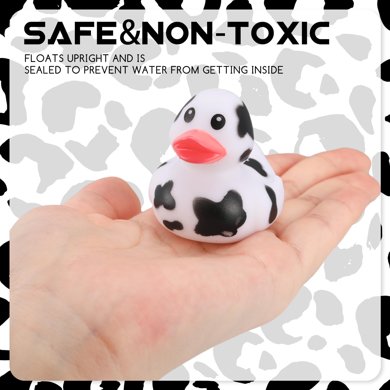 12 Pack Mini Cow Rubber Duck Bath Toys - Cowboy Theme Baby Shower Favors, Bath Time & Pool Party Decorations for Kids Birthday Parties and Swimming Fun