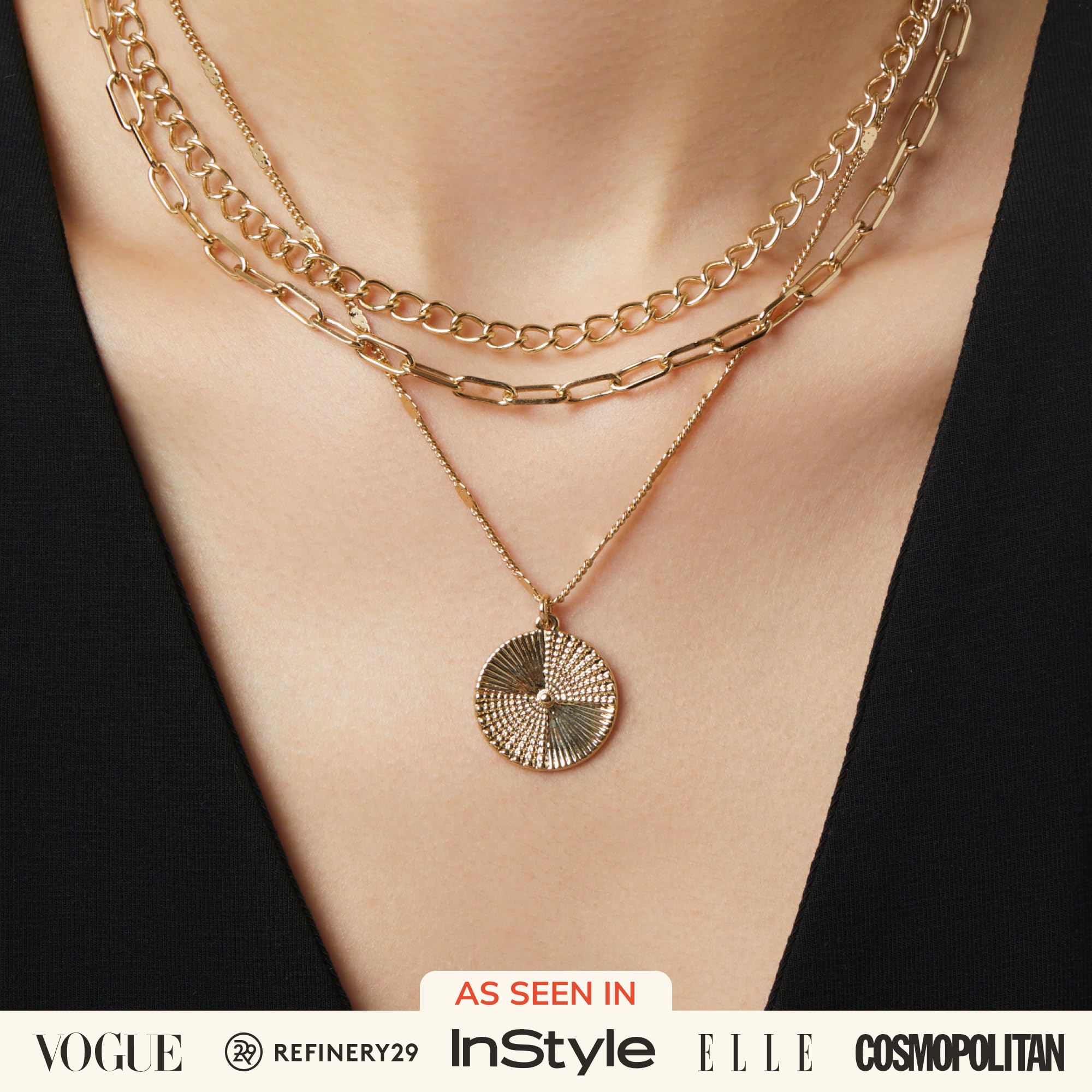 Ana Luisa 14K Gold Plated Layered Necklace Set for Women - 2 Piece Chic Gold Chains for Stylish Layering | Hypoallergenic, Water Resistant, Tarnish Free Jewelry | Perfect for Everyday Wear, Date Nights & Special Occasions