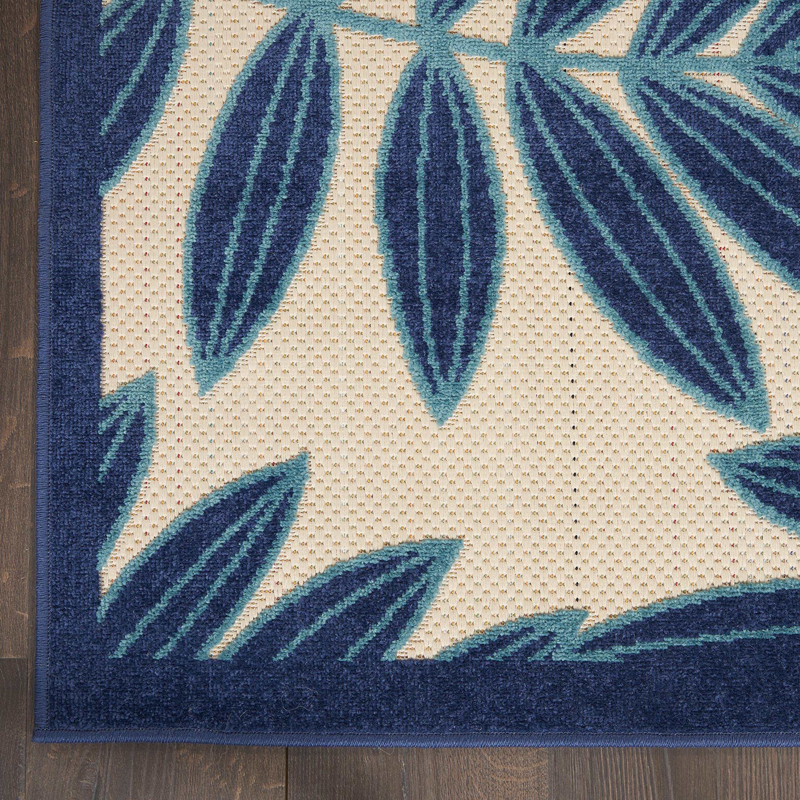 Nourison Aloha Indoor/Outdoor Navy Blue 7' x 10' Area Rug - Easy to Clean, Non-Shedding, Stain Resistant | Perfect for Bedroom, Living Room, Dining Room, Backyard, Deck & Patio (7x10) - Ideal for Coastal Decor, Poolside Lounging & Outdoor Entertaining