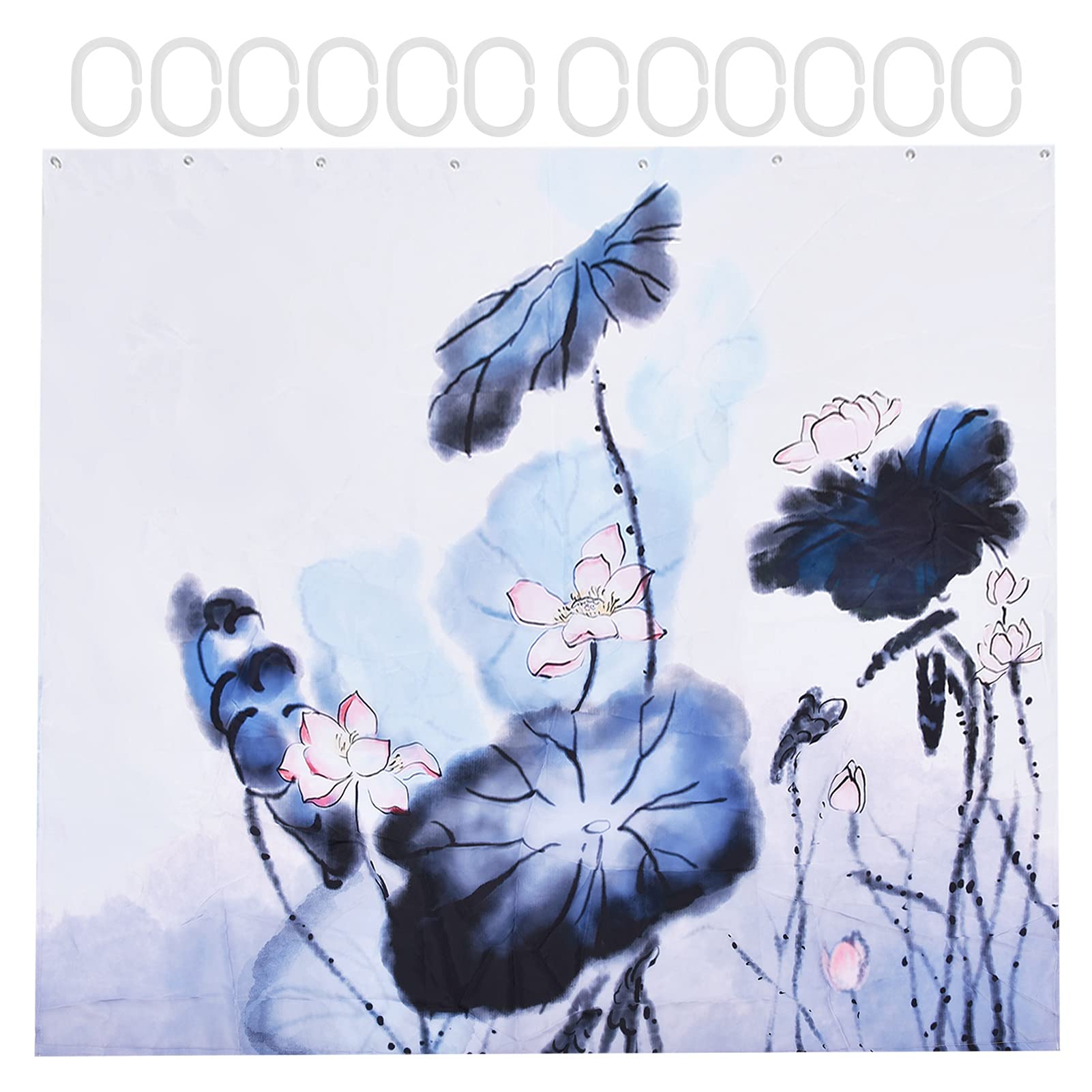 Hyuduo Floral Tropical Leaf Shower Curtain - Waterproof Bathroom Decor with 12 Plastic Hooks (71x79 Inches) - Perfect for Spa-Like Bathrooms, Beach House Decor & Boho Chic Style