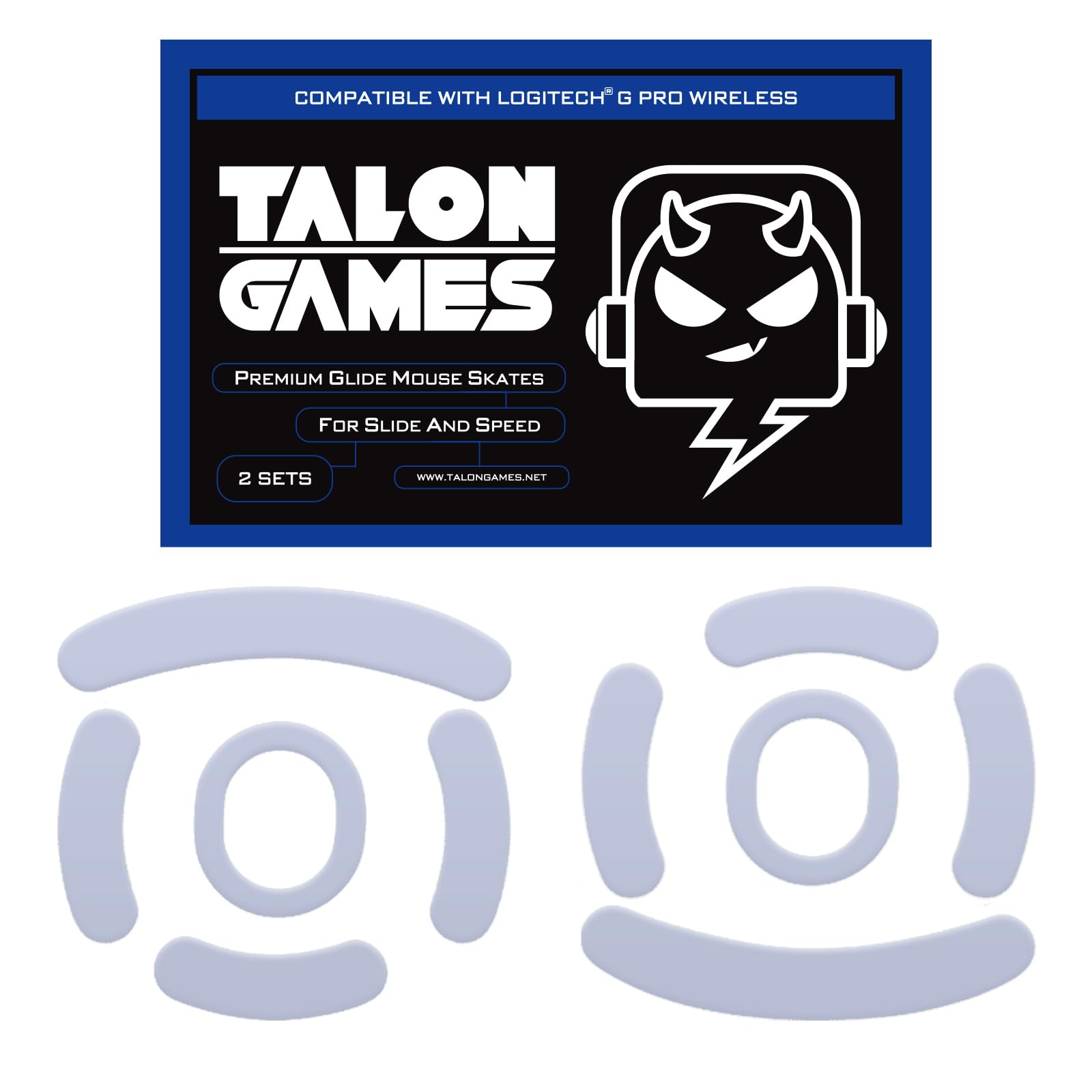 2 Sets of TALONGAMES Rounded Curved Edge Mouse Feet Skates - 0.8mm Pure PTFE Super Smooth Glide Pads for Logitech G PRO Wireless GPW Gaming Mouse Replacement | Perfect for FPS, MOBA & Esports Gaming