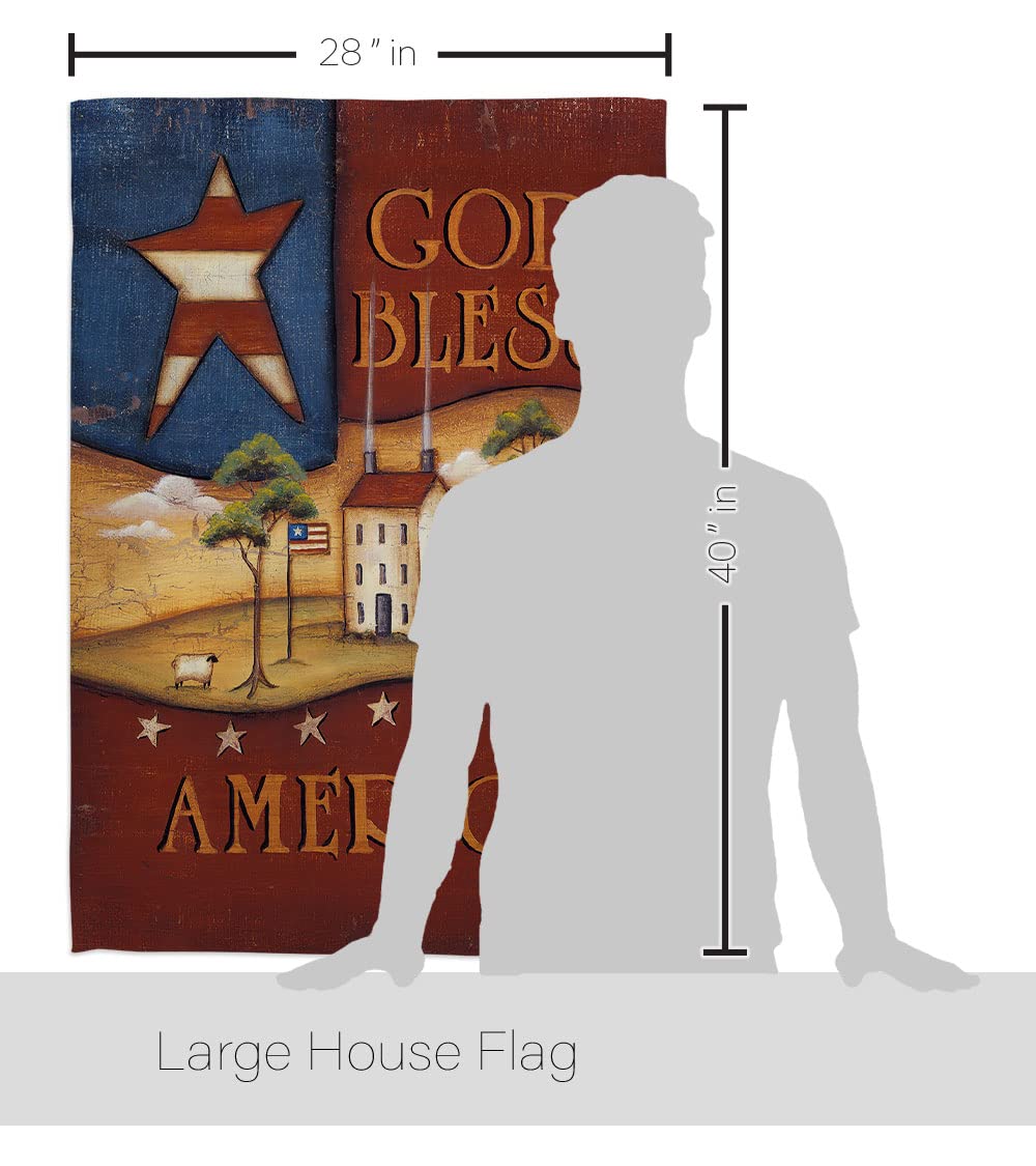 God Bless America Patriotic House Flag Set 28x40 with Pole - Outdoor Decor
