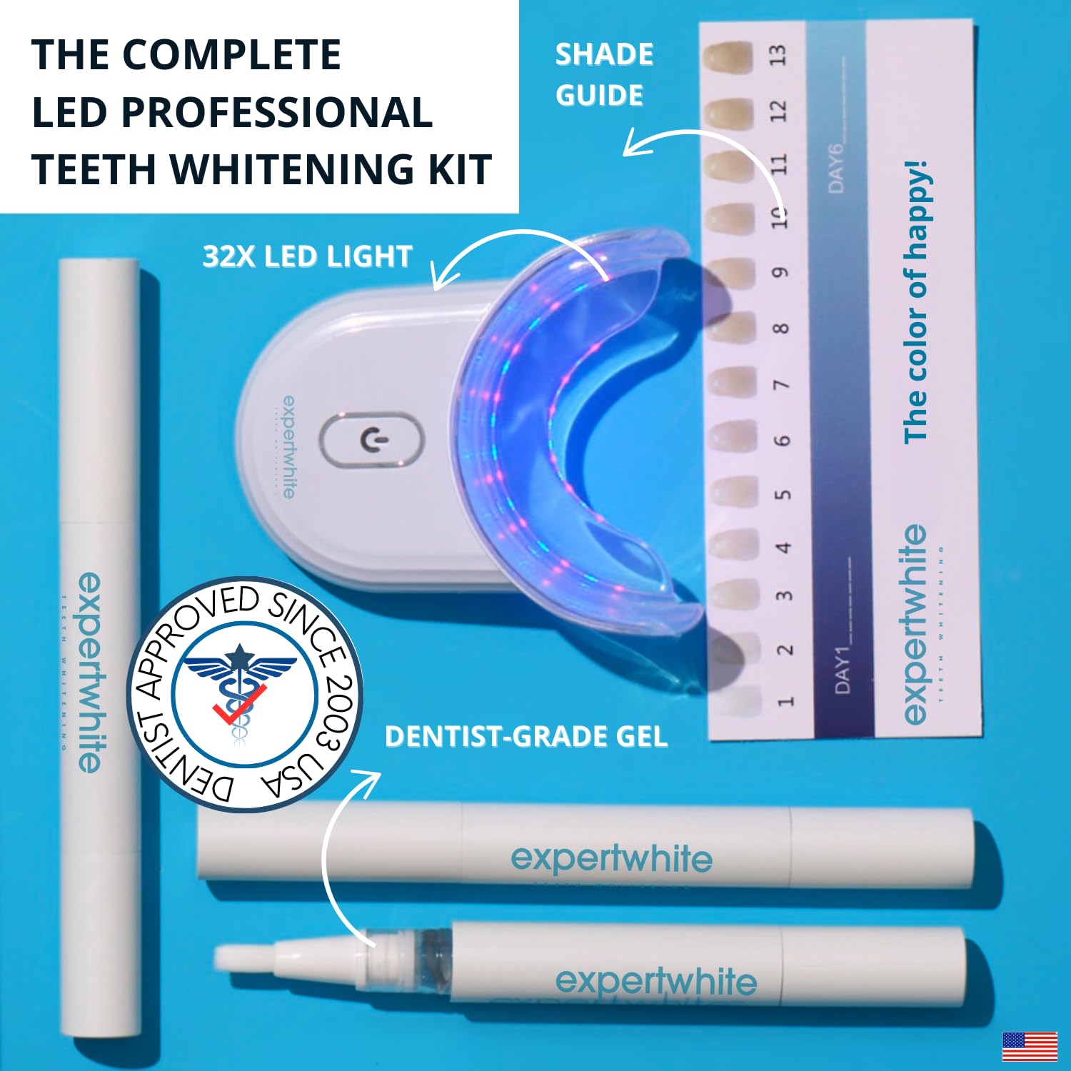 Professional Teeth Whitening Kit with 32x LED Accelerator Light - Dentist-Recommended Whitening Gel Pens for Sensitive Teeth | Enamel-Safe, Fast Results | Includes Mouth Tray & UV Light | Perfect for Home Use, Gifts, and Special Occasions