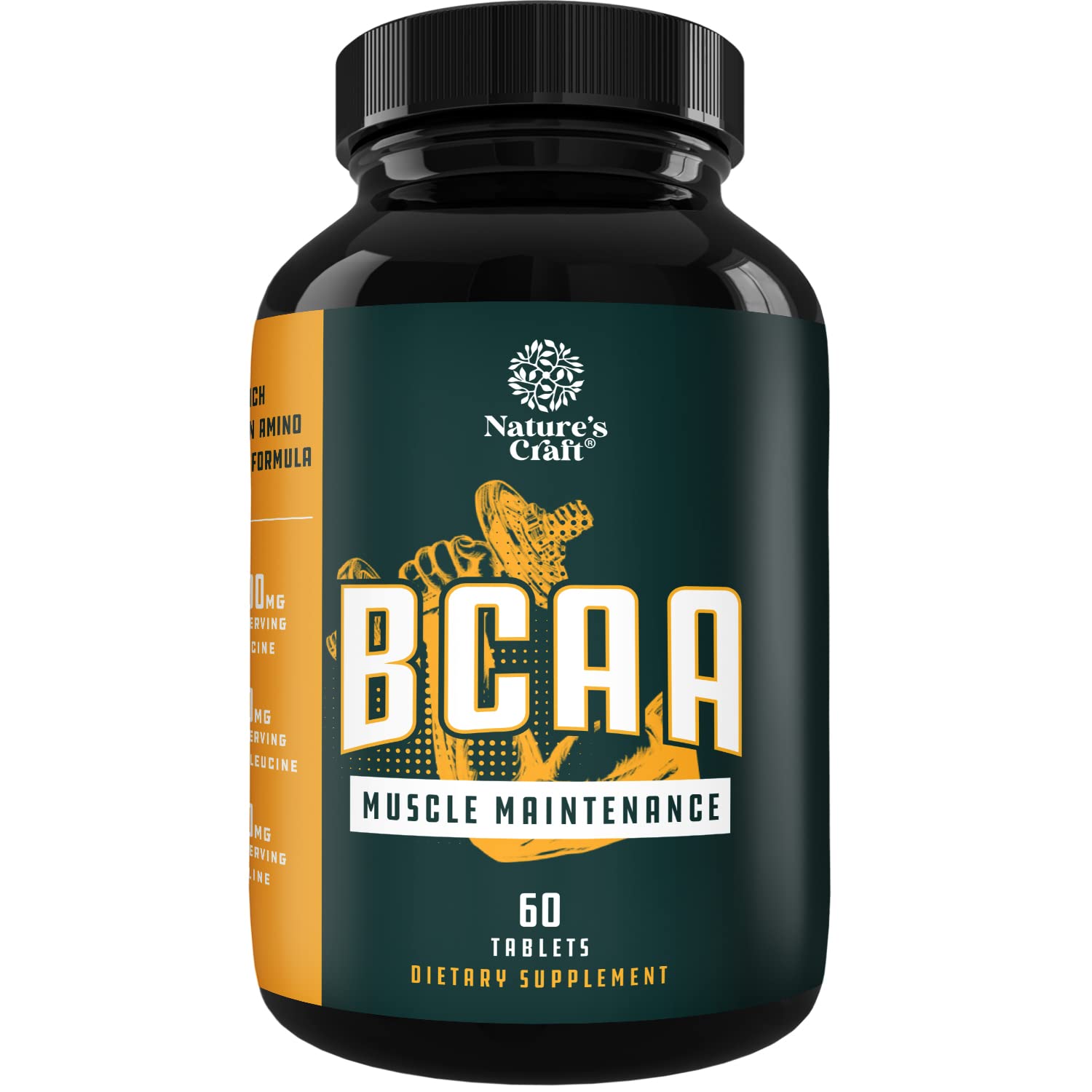 Vegan BCAA Capsules - Branched Chain Amino Acids Supplement for Muscle Recovery & Growth | Post Workout Recovery for Men & Women | 60 Count | Ideal for Gym, Fitness & Athletic Performance