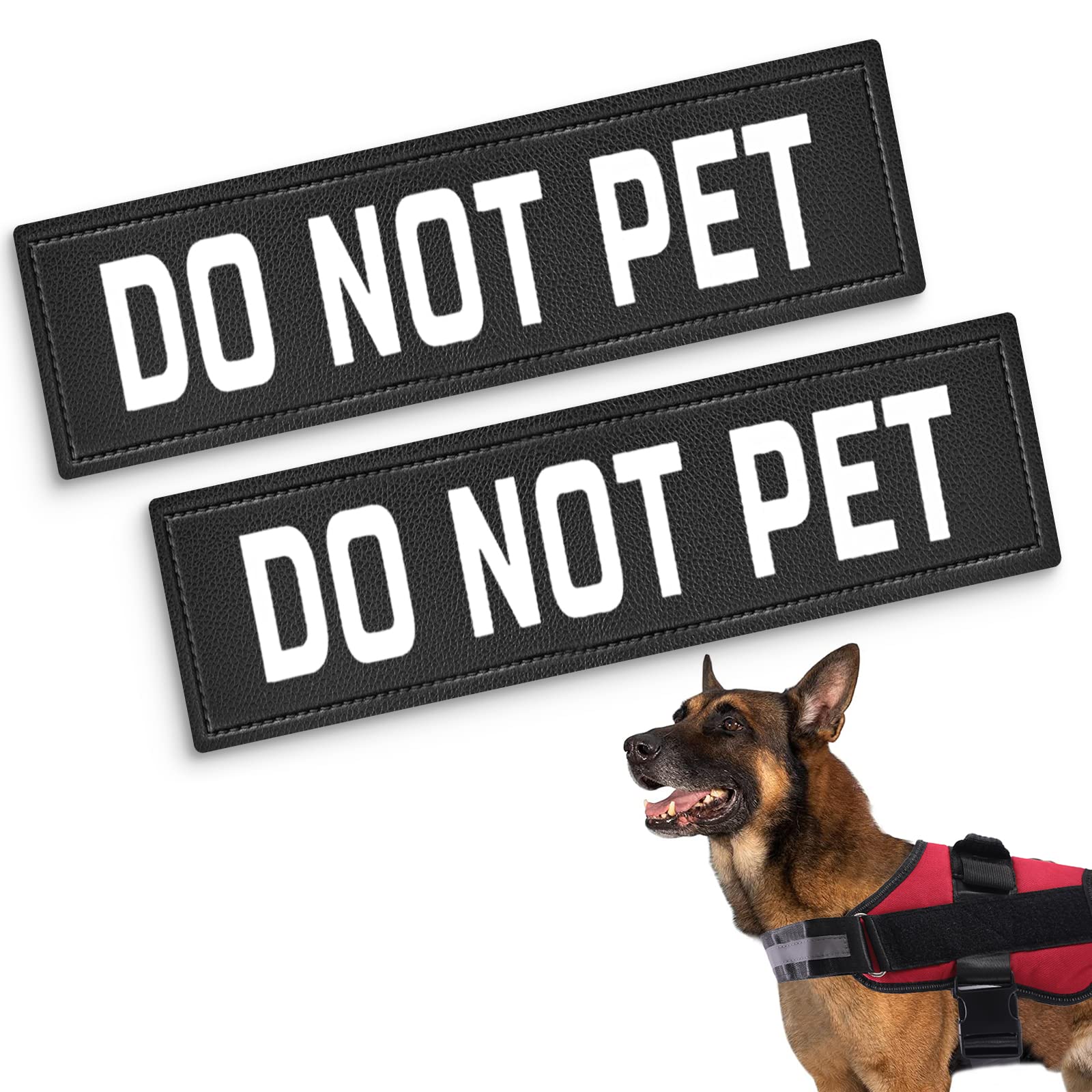 Service Dog Vest Patches - Training, Emotional Support, Therapy Dog & DO NOT PET PU Patches with 2 Free Removable Tags for Harness, Collar & Leash - Perfect for Public Outings, Travel & Daily Walks
