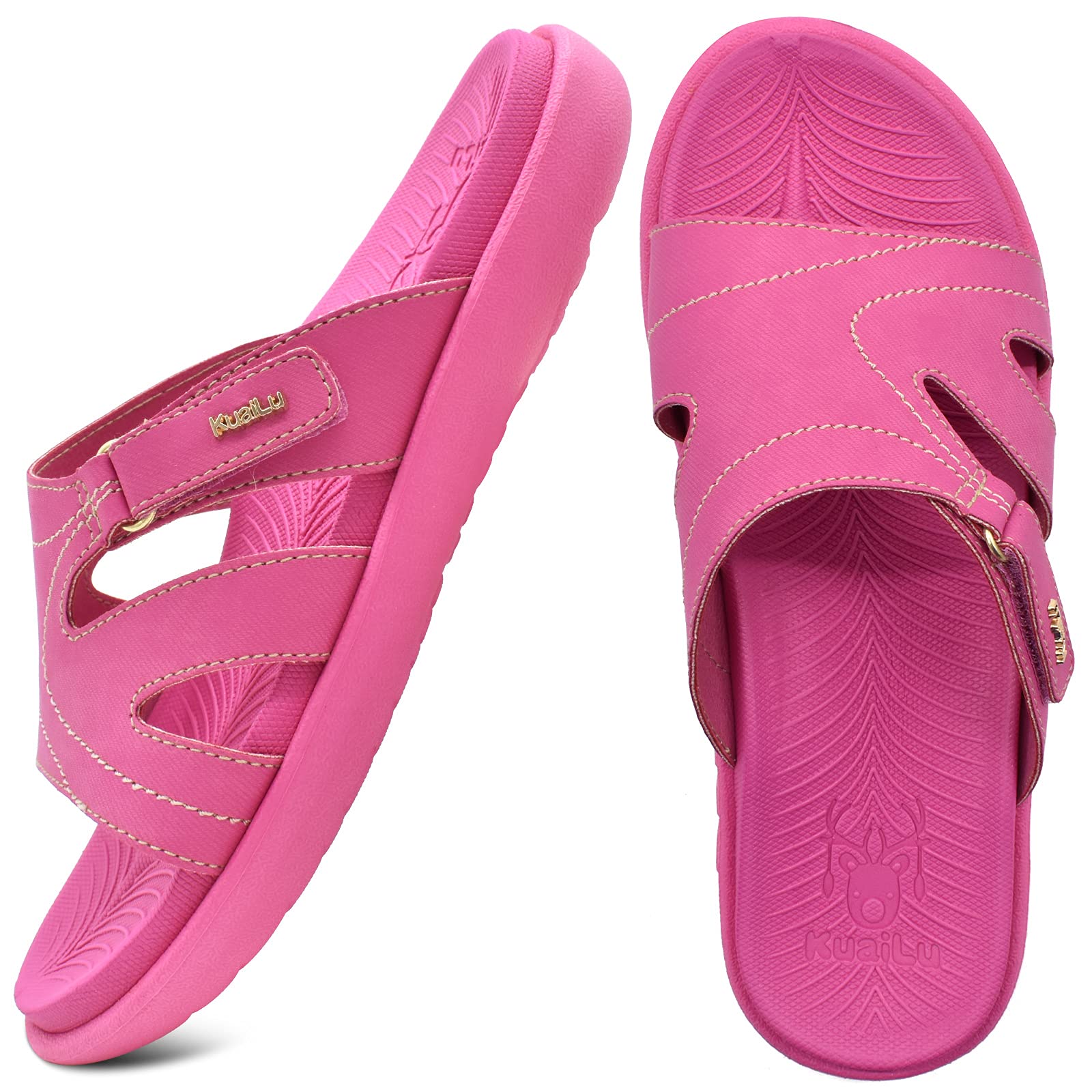 KuaiLu Women's Orthotic Slides - Lightweight Athletic Yoga Sandals with Thick Cushion & Arch Support for Plantar Fasciitis - Perfect for Yoga, Gym, and Home Comfort