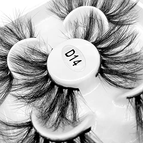 25mm Mink Lashes - Fluffy False Eyelashes 3 Pairs Set | Natural 3D Volume Eye Lash Strips for Everyday & Party Makeup (Style 3D14)