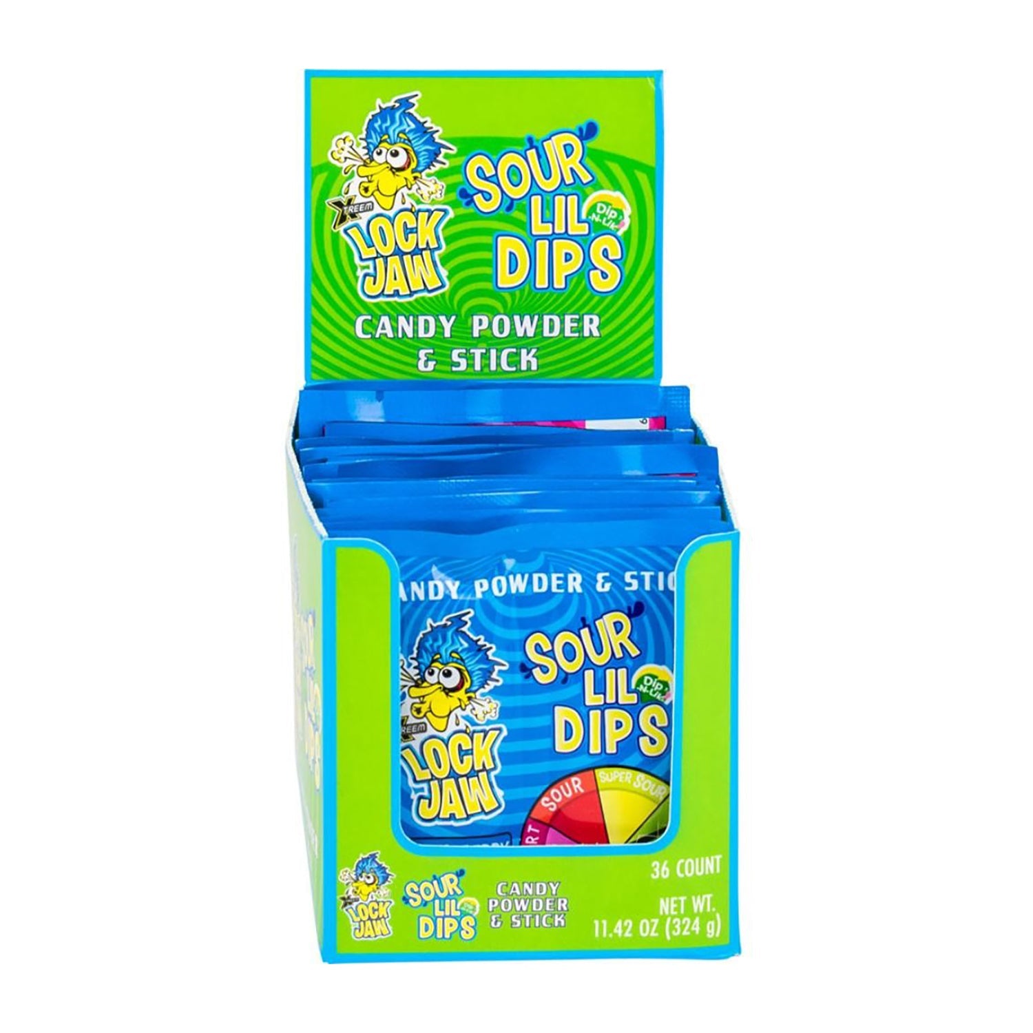 Koko's Lock Jaw Extreme Sour Dipper Candy - 36 Count Box | Sour Candy for Parties, Gifts & Movie Nights - Intense Sour Flavor Experience