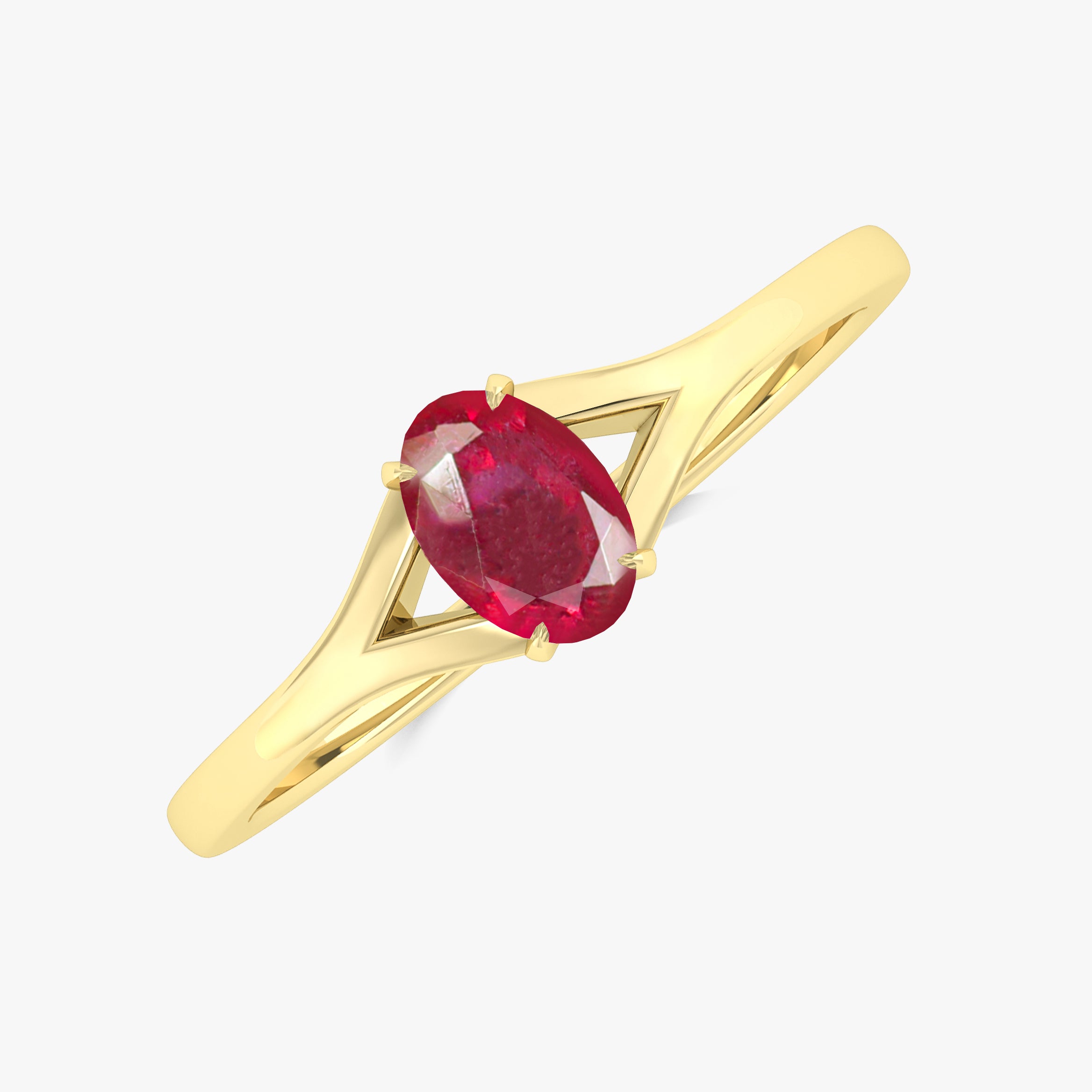 Natural Oval Faceted Red Ruby Ring for Women - Genuine Gemstone Jewelry Gift for Anniversary, Engagement & Special Occasions