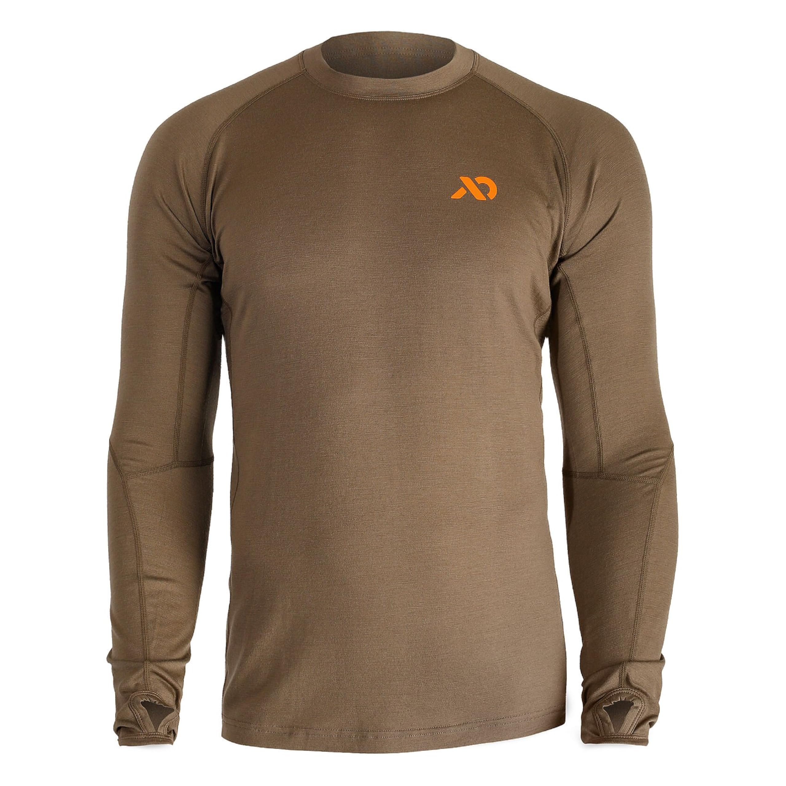 First Lite Men's Wick Long Sleeve Crew - Premium Merino Wool Camo Hunting Base Layer Shirt | UV Protection & Moisture Wicking | Ideal for Cold Weather Hunting, Hiking & Outdoor Adventures