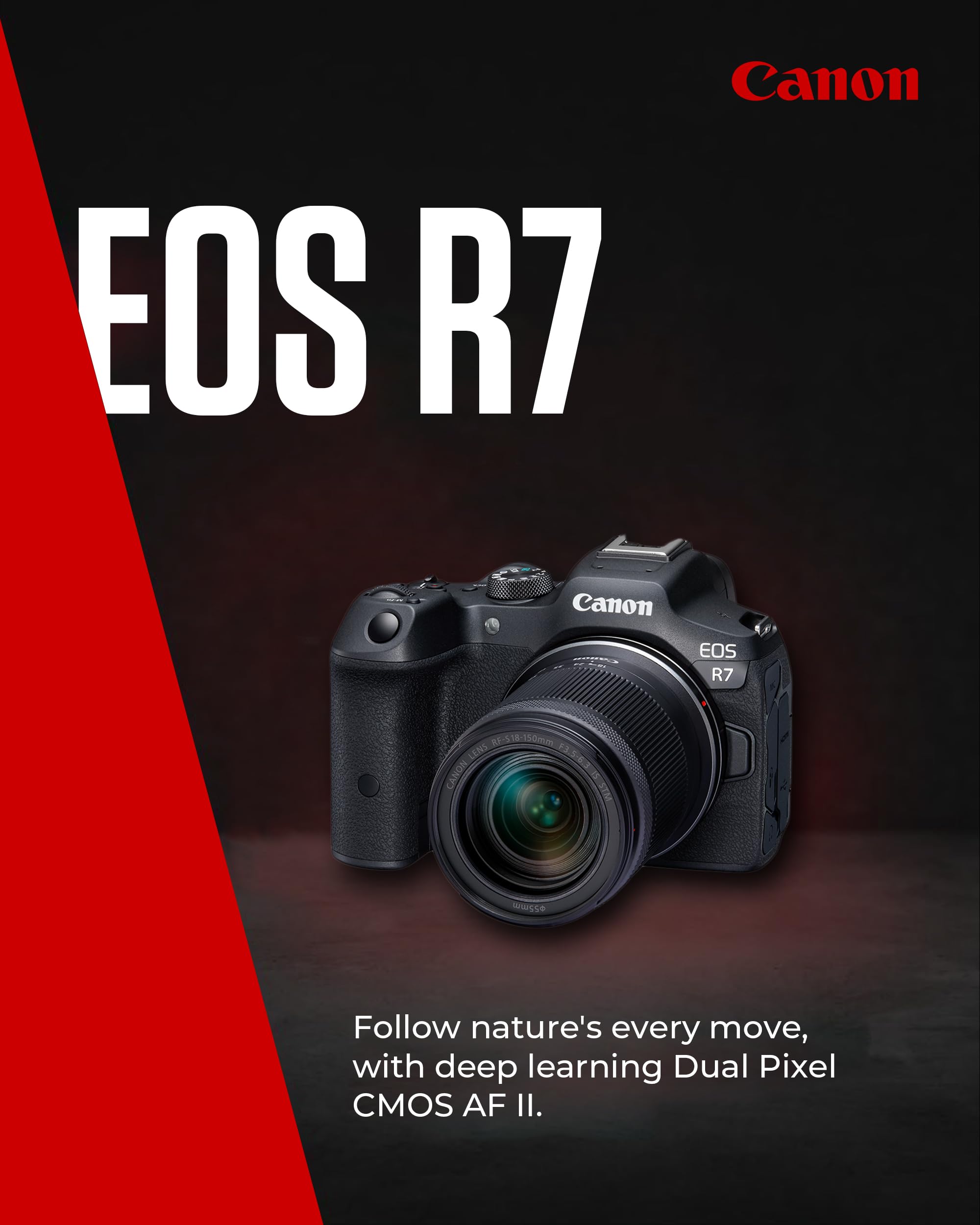 Canon EOS R7 Mirrorless Camera with RF-S 18-150mm Lens - 32.5MP APS-C CMOS Sensor, Dual Pixel AF II, 4K Video, Touchscreen LCD - Perfect for Travel Photography, Vlogging & Content Creation