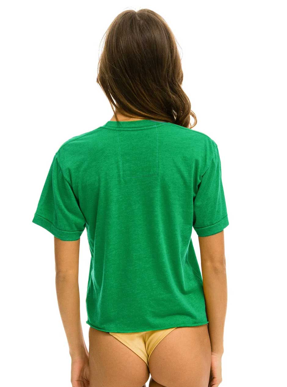 Aviator Nation Women's Bolt Heart Boyfriend T-Shirt - Kelly Green - Casual Vintage Style Tee for Everyday Wear & Street Fashion