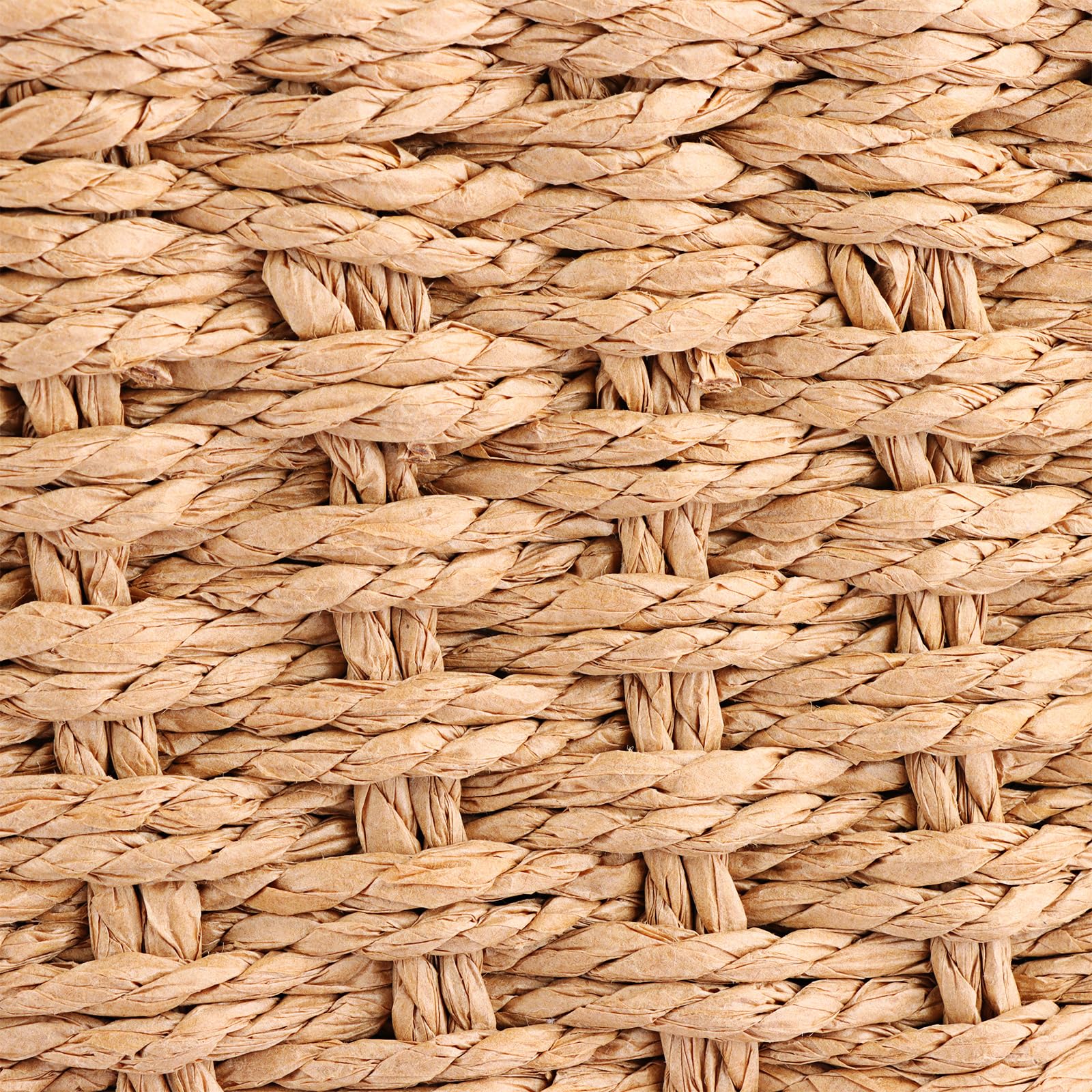 Premium Woven Paper Rope Storage Baskets - Set of 3 Large Organizer Bins for Closet, Shelf, Dresser & Cupboard | Natural Desert Color | Home & Office Organization Solution
