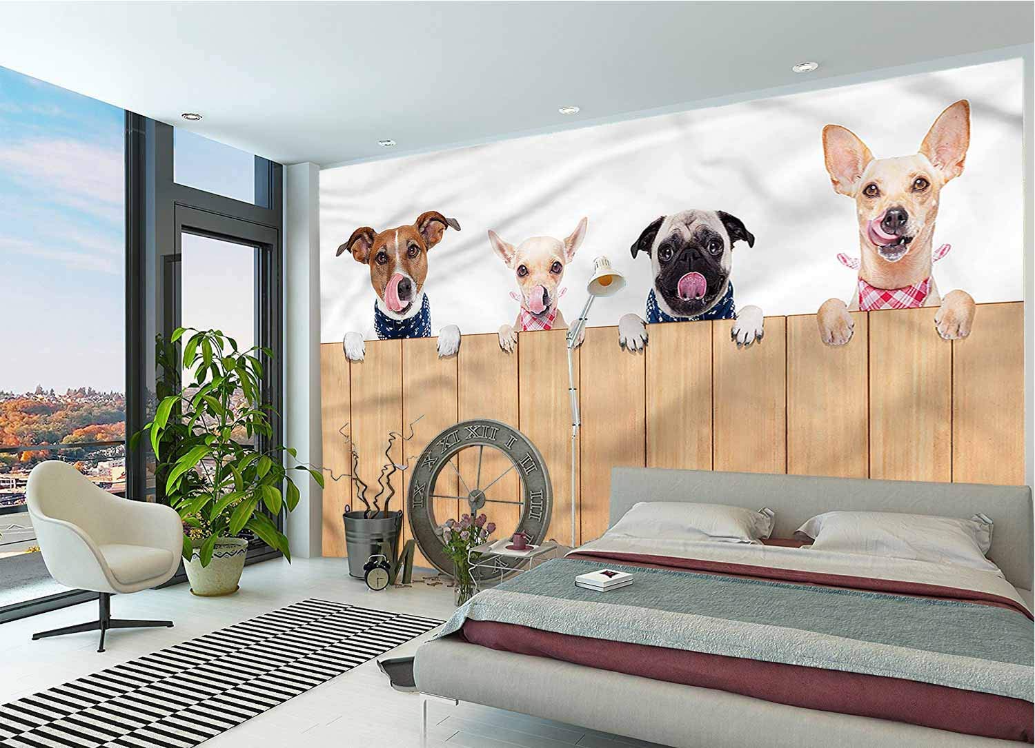 IRONANDGCFOXBOX Dog Lover Wall Decal - 96x66 Inch Peel and Stick Self-Adhesive Wallpaper for Living Room, Bedroom, Nursery & School - Perfect Pet-Themed Wall Art for Home Decor & Kids' Spaces