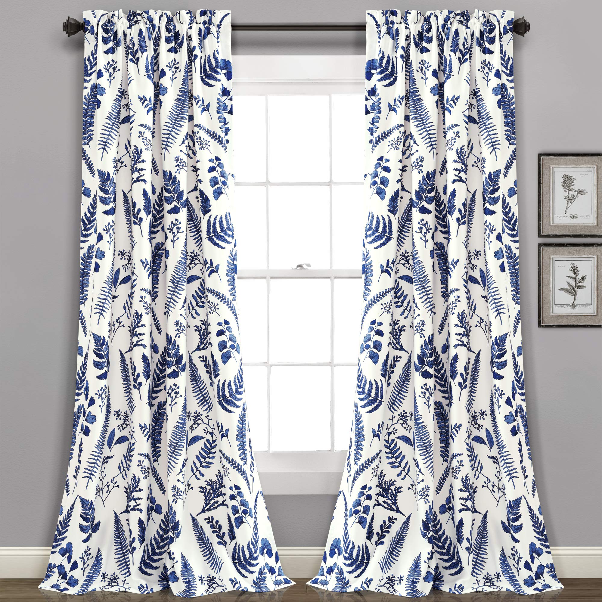 Lush Decor Navy Blue and White Blackout Curtains Set for Bedroom - 95 x 52 Inch Thermal Insulated Window Drapes with Grommets - Perfect for Nursery, Living Room & Home Theater Light Blocking