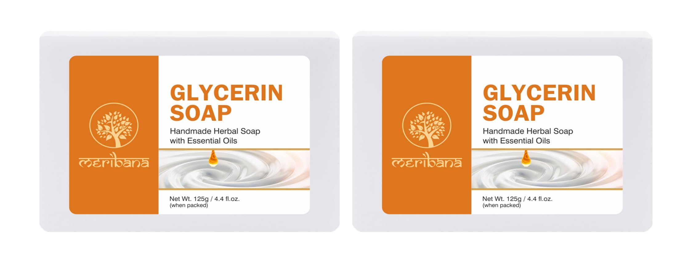 MeriBana Handmade Glycerin Bath Soap (2 x 4.4 oz) - Natural Moisturizing Bar Soap for Dry & Sensitive Skin - Perfect for Relaxing Bath, Spa Day & Gift Giving