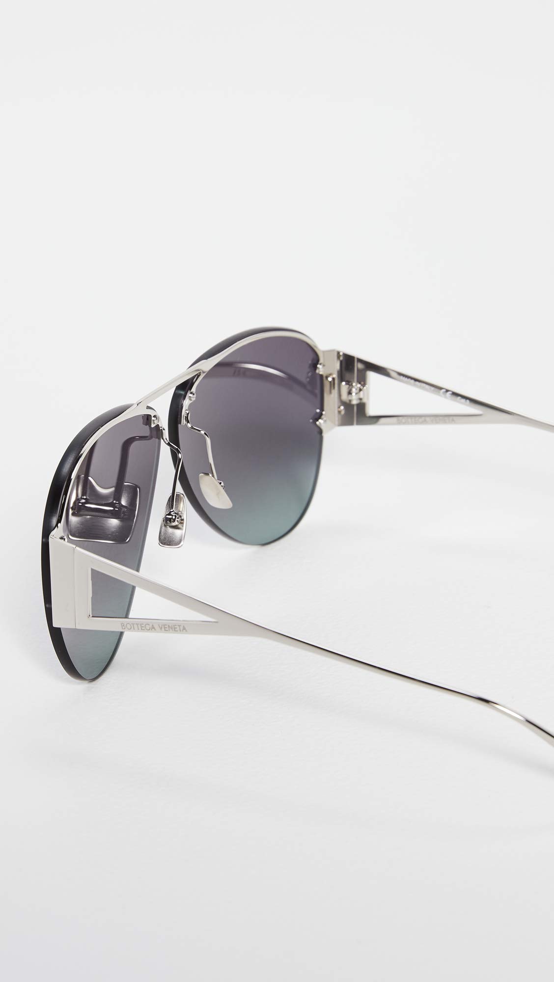 Bottega Veneta Women's Aviator Sunglasses - Silver Frame with Blue Lenses, One Size - Perfect for Driving, Travel & Fashion Accessories