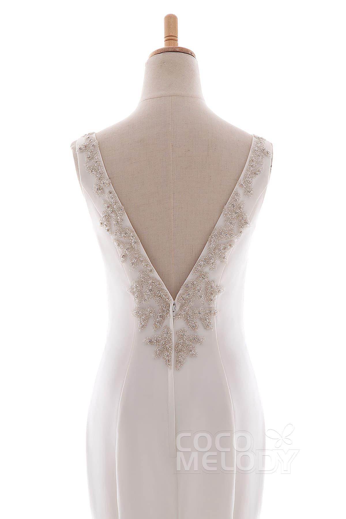 Elegant Mermaid Court Train Knitted Fabric Wedding Dress LD5237 - Perfect for Beach, Garden & Romantic Ceremonies
