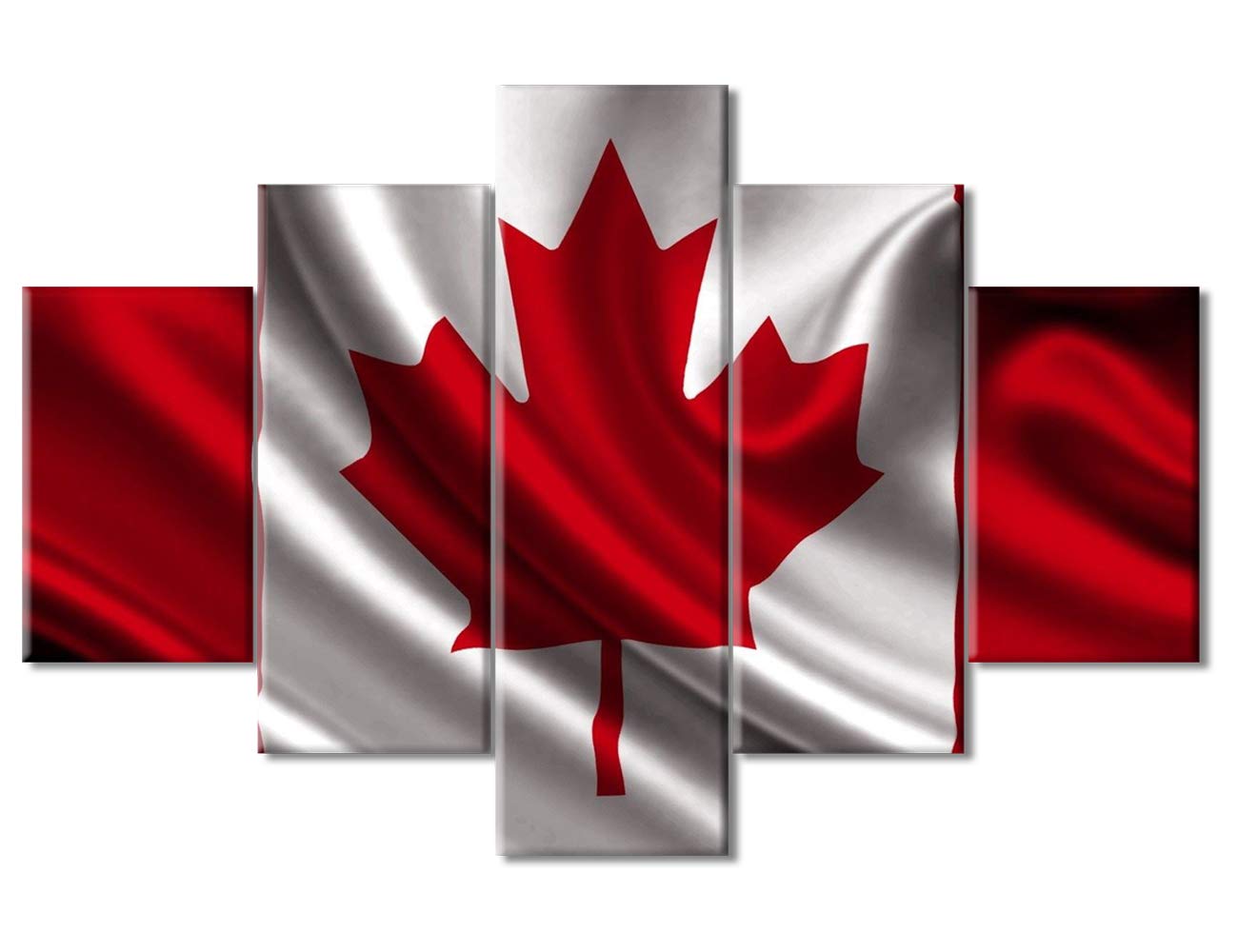 TUMOVO 5-Piece Canada Flag Canvas Wall Art Set - Modern Framed & Stretched Ready-to-Hang Home Decor for Living Room, Bedroom, Office (60