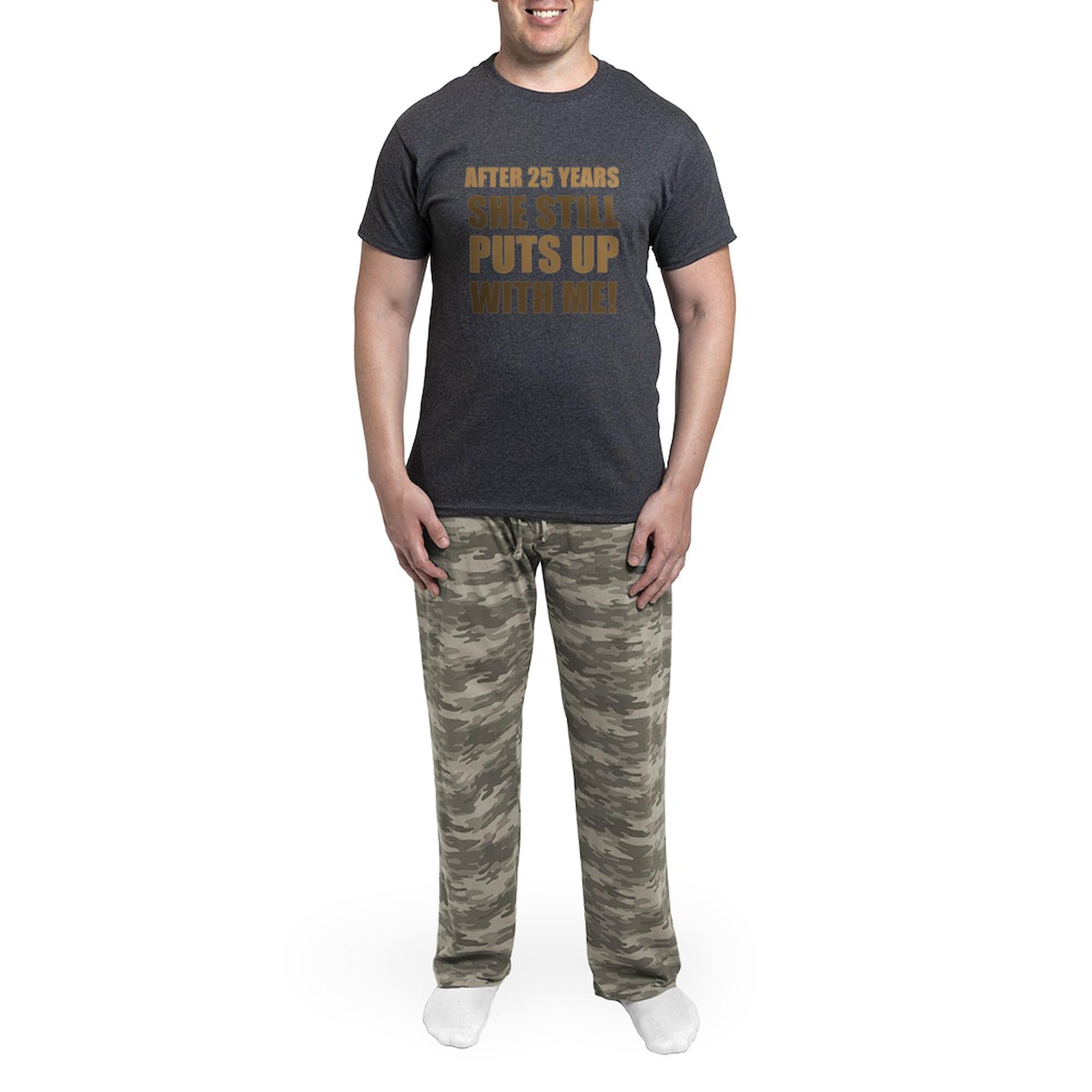 25th Anniversary Funny Men's Pajamas - Charcoal Novelty Sleepwear for Men | Perfect for Birthday Gifts, Lounge Wear & Relaxing at Home